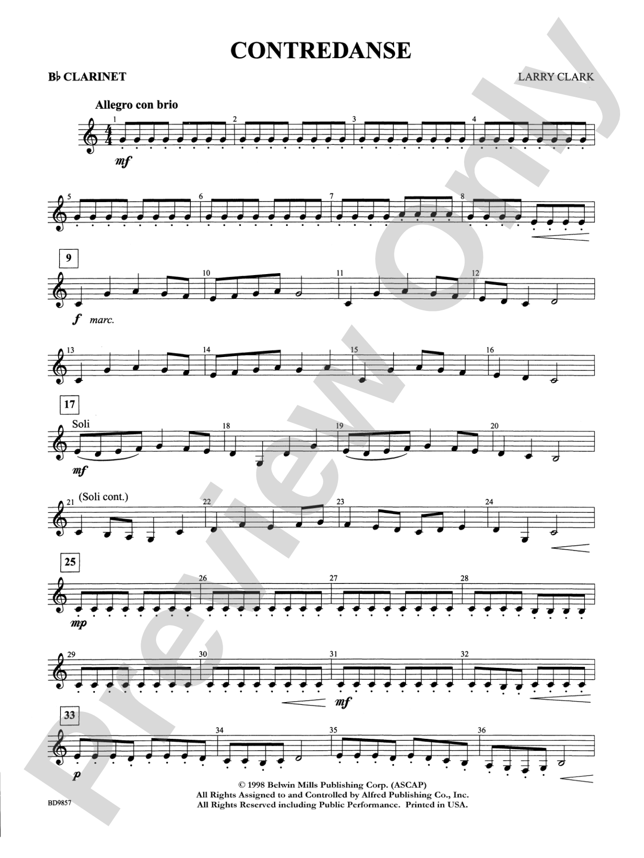 Contredanse: 1st B-flat Clarinet