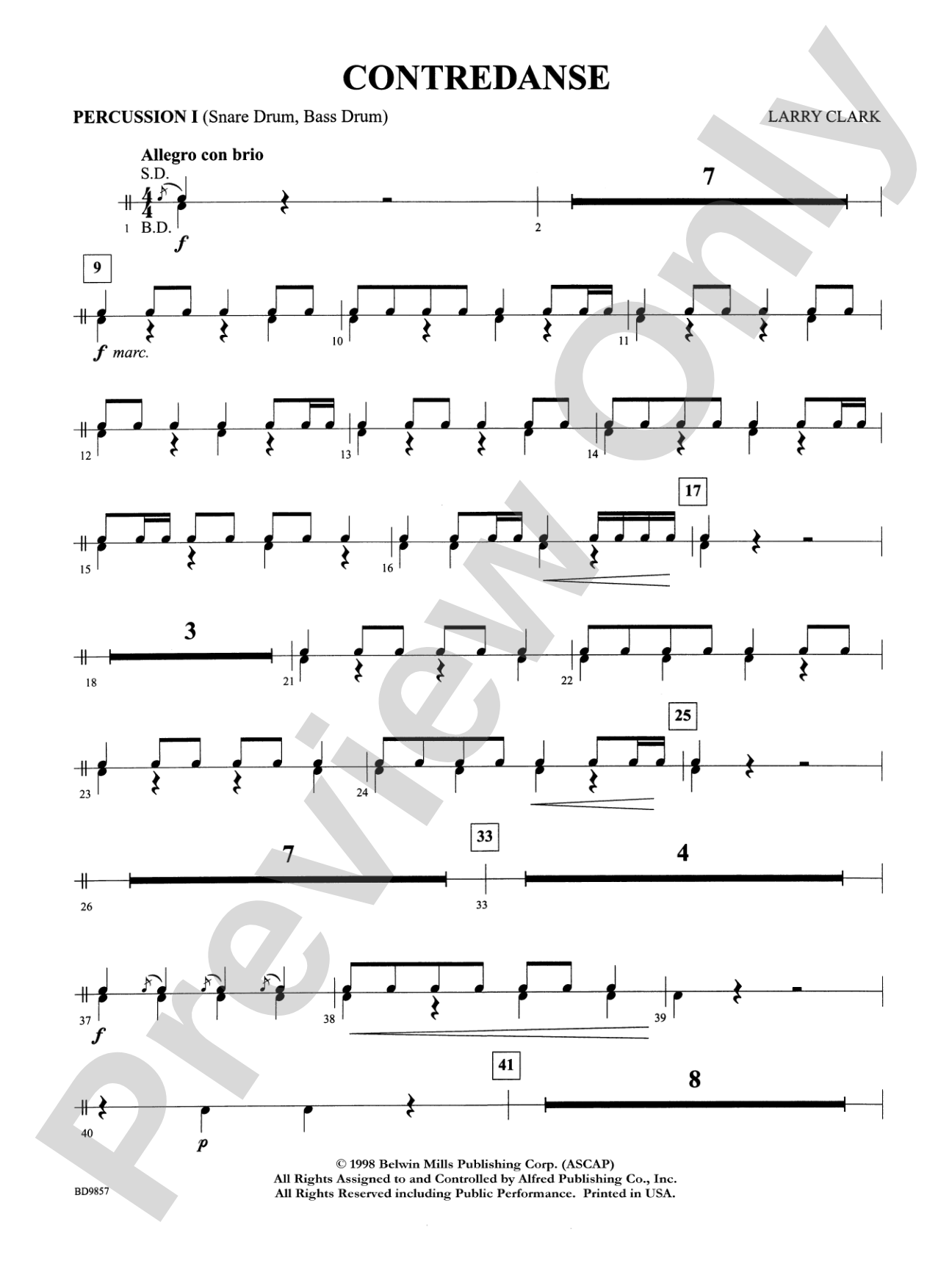 Contredanse: 1st Percussion
