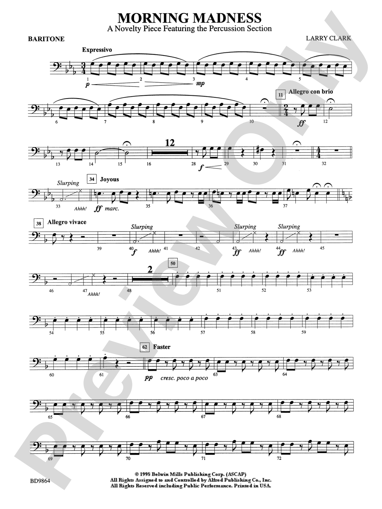 Morning Madness (a novelty featuring the Percussion Section): Baritone B.C.