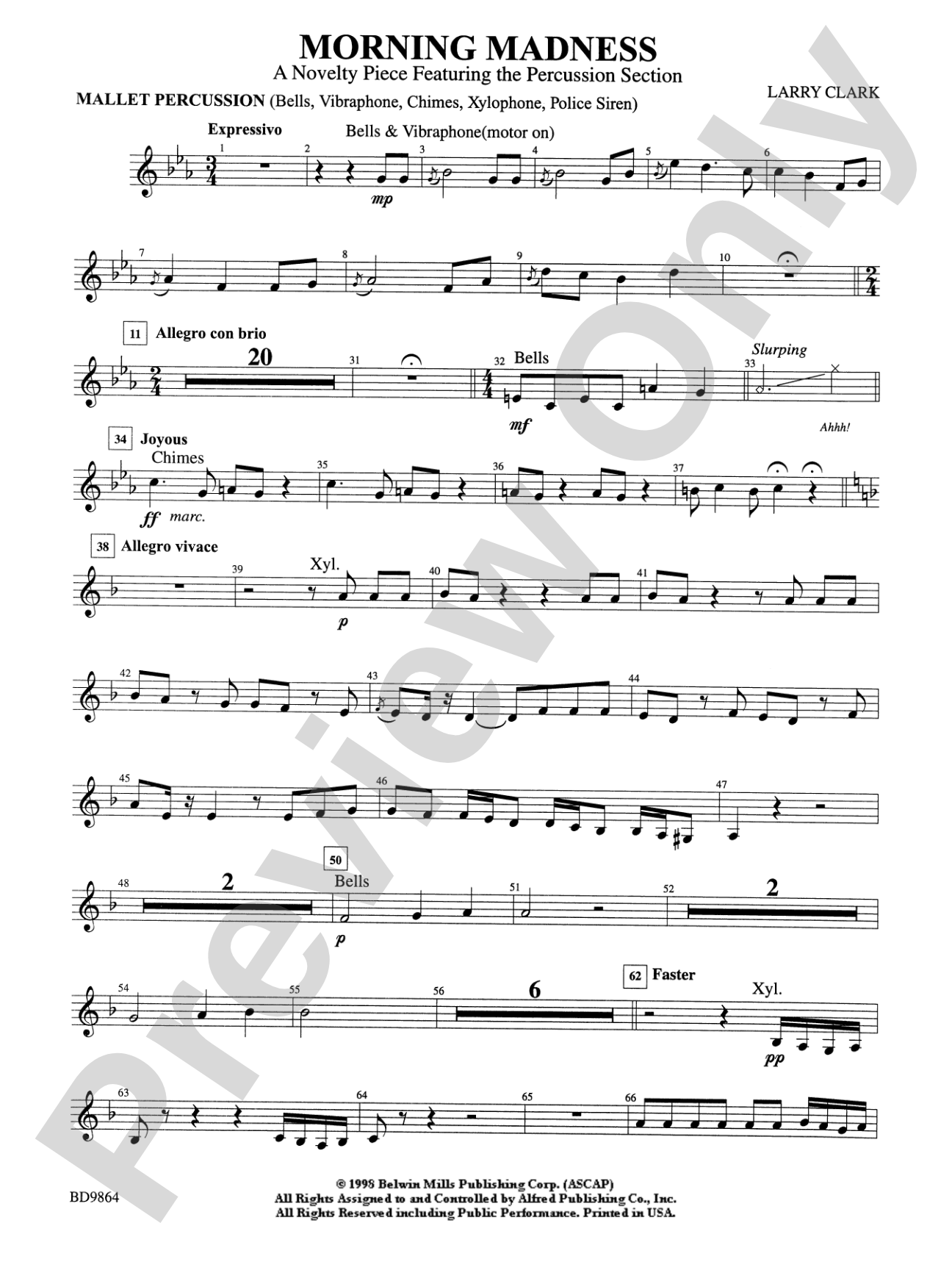 Morning Madness (a novelty featuring the Percussion Section): Mallets