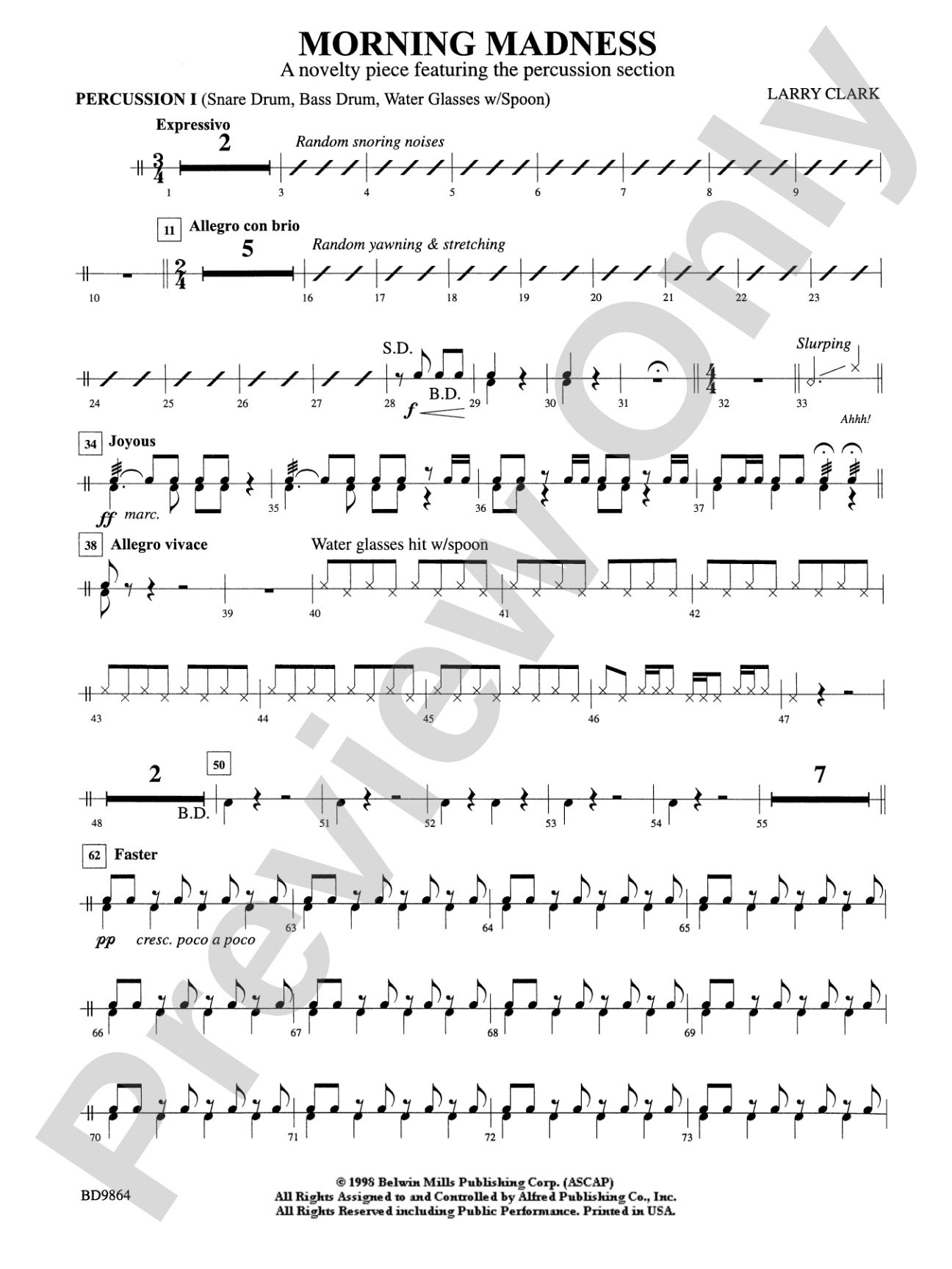 Morning Madness (a novelty featuring the Percussion Section): 1st Percussion