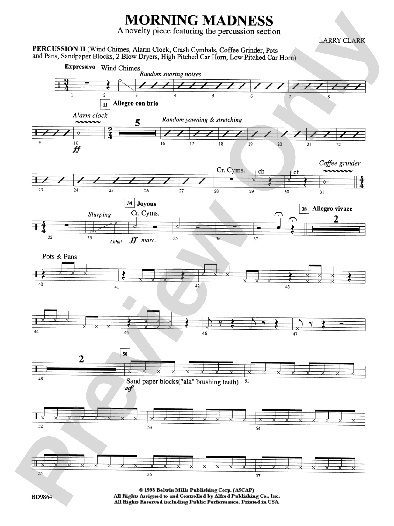 Morning Madness (a novelty featuring the Percussion Section): 2nd Percussion
