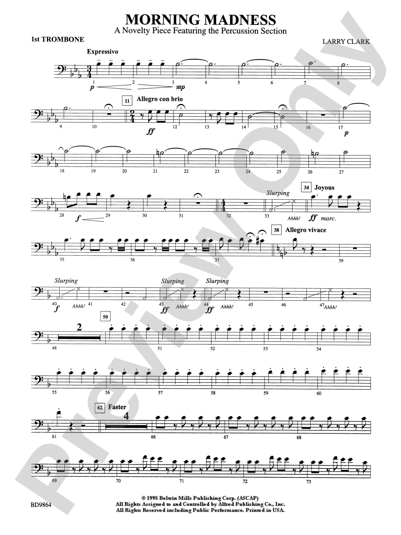 Morning Madness (a novelty featuring the Percussion Section): 1st Trombone