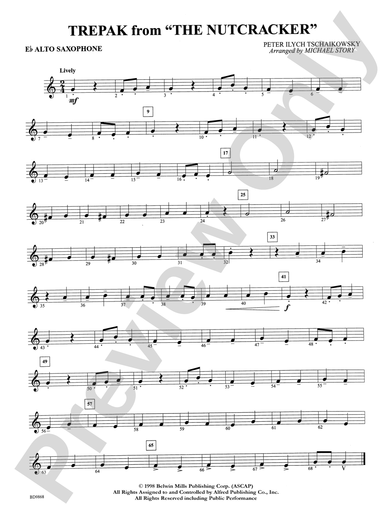 Trepak from The Nutcracker: E-flat Alto Saxophone