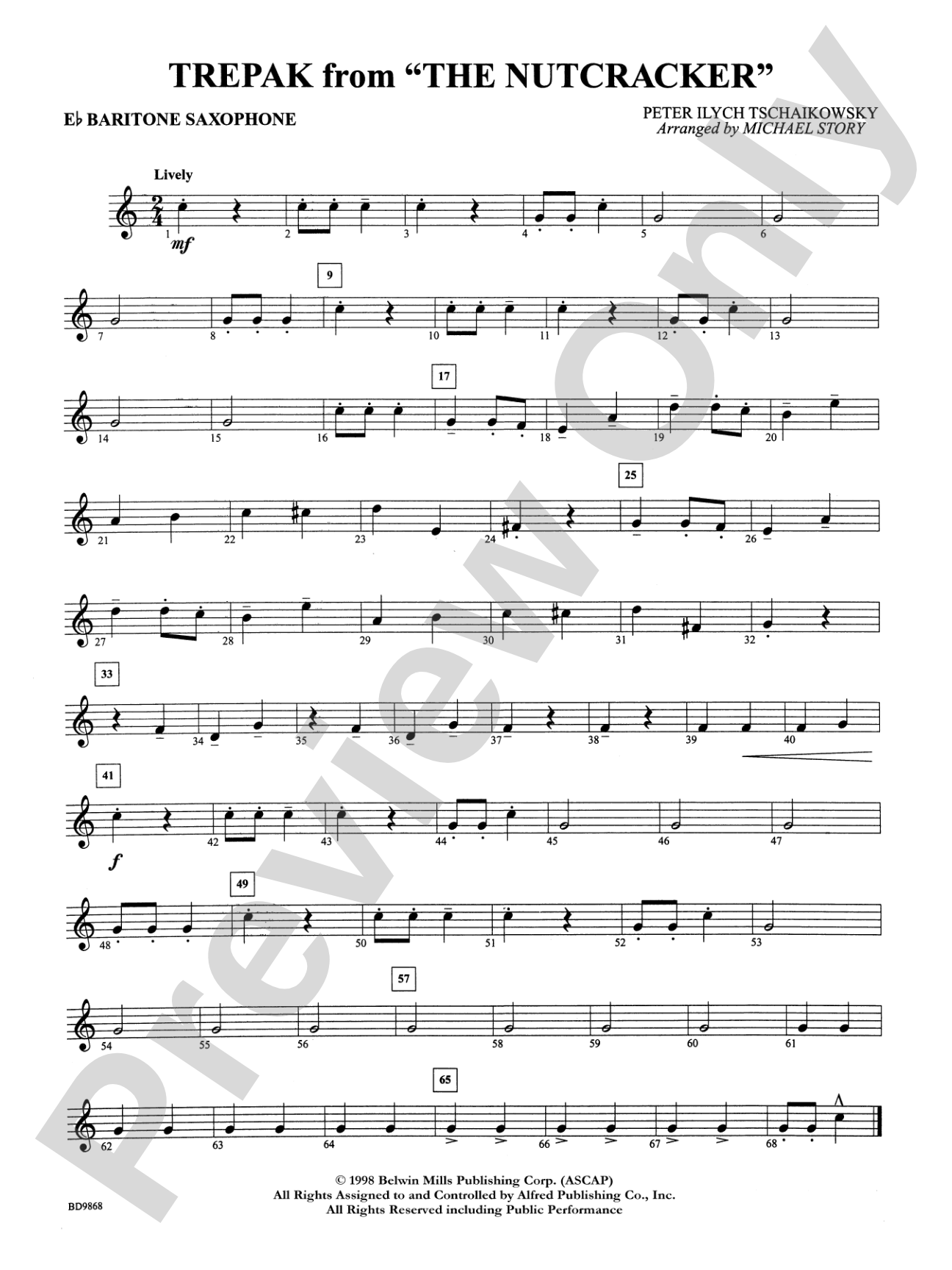 Trepak from The Nutcracker: E-flat Baritone Saxophone