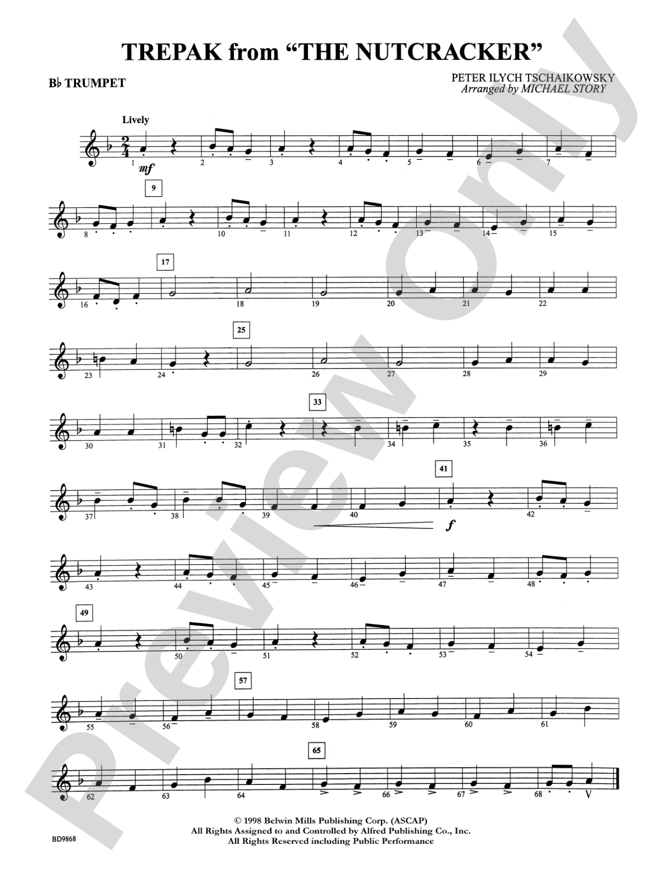 Trepak from The Nutcracker: 1st B-flat Trumpet