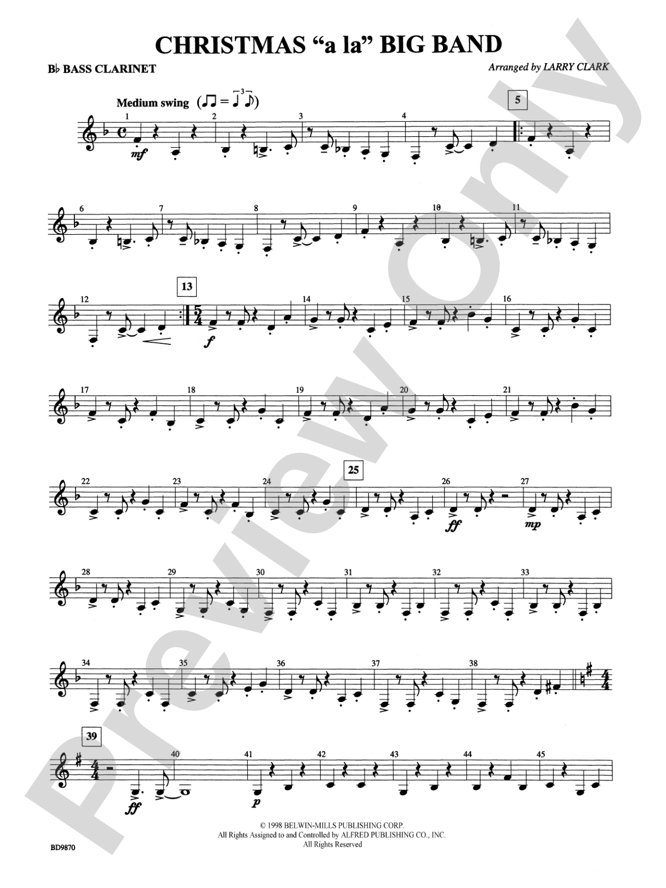 Christmas a la Big Band: B-flat Bass Clarinet
