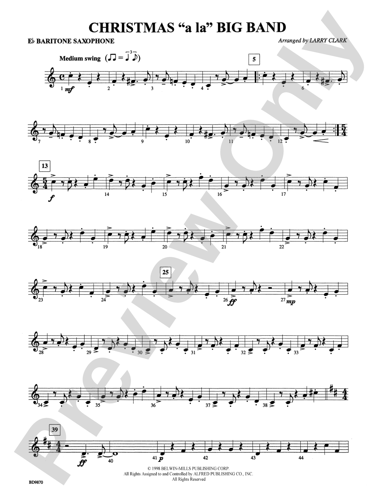 Christmas a la Big Band: E-flat Baritone Saxophone