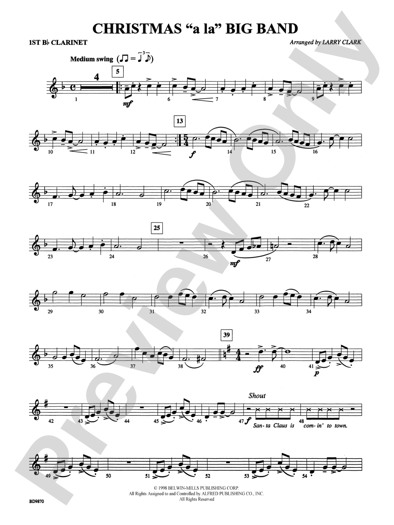 Christmas a la Big Band: 1st B-flat Clarinet