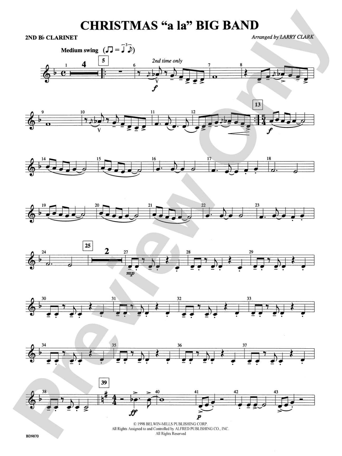 Christmas a la Big Band: 2nd B-flat Clarinet