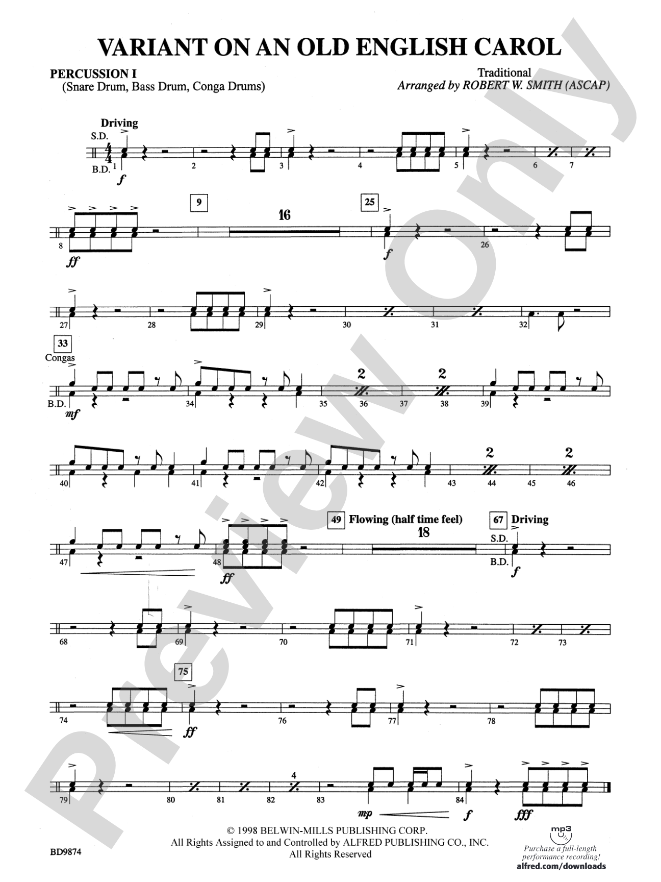 Variant on an Old English Carol: 1st Percussion