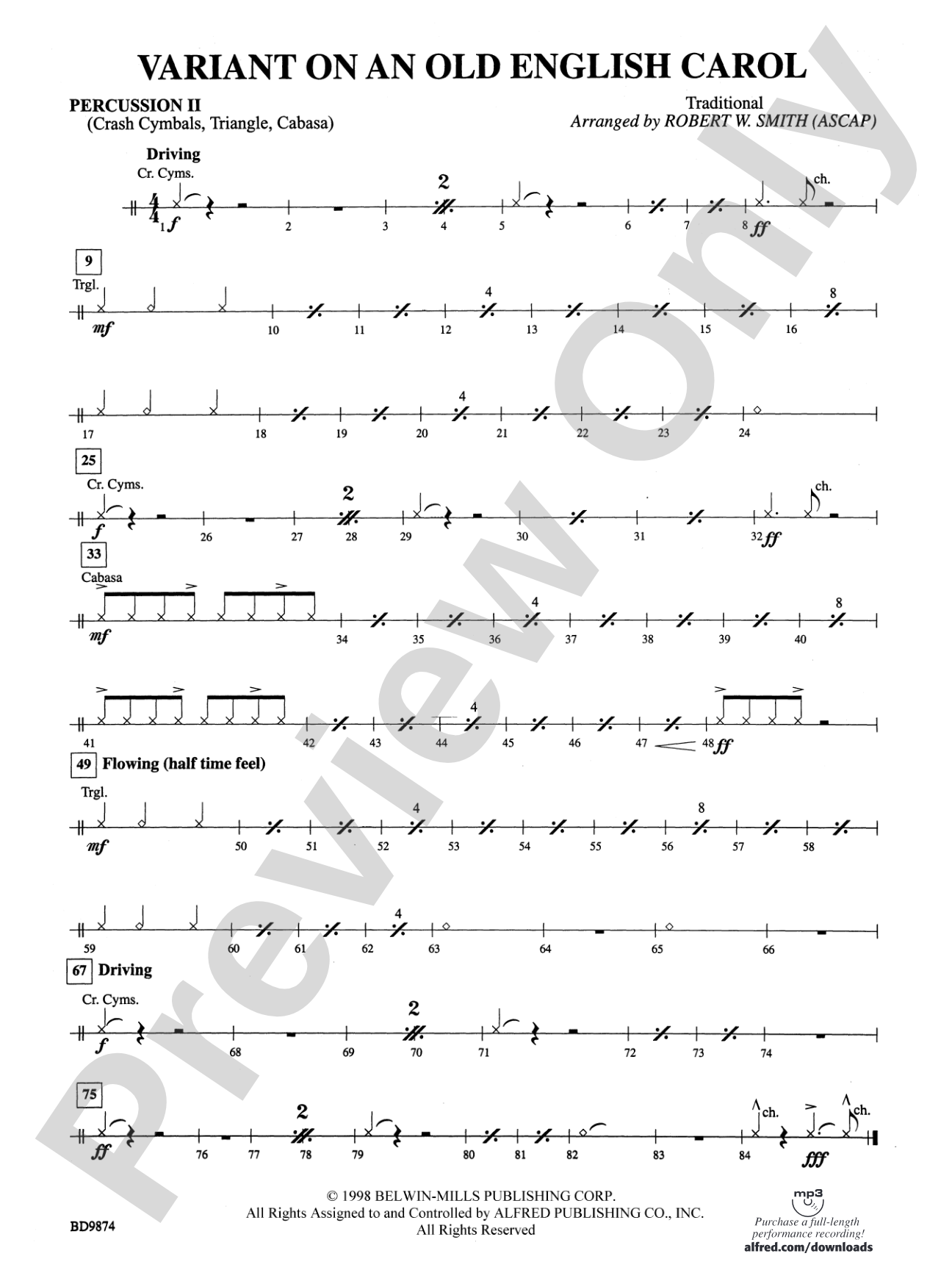 Variant on an Old English Carol: 2nd Percussion