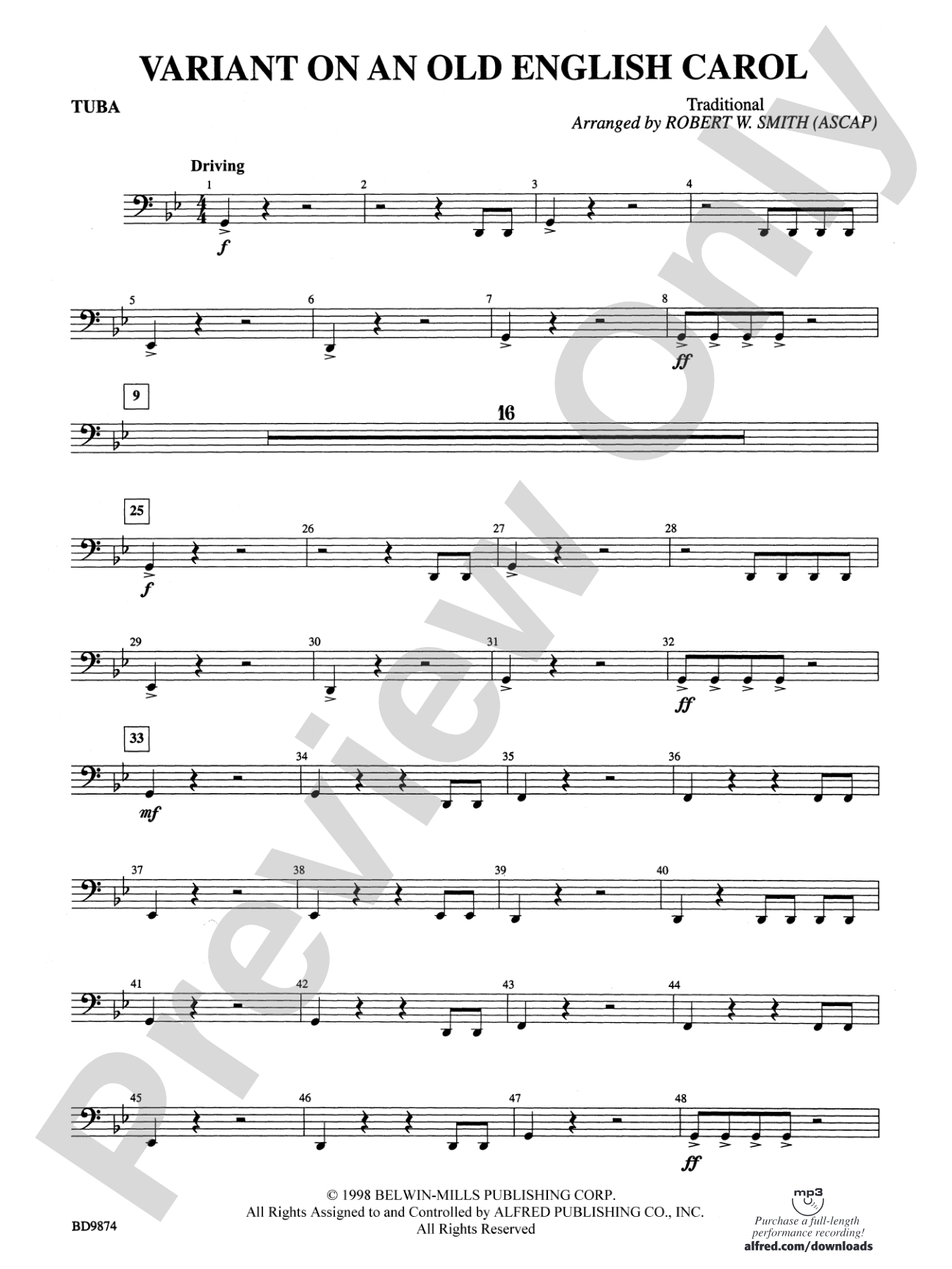 Variant on an Old English Carol: Tuba