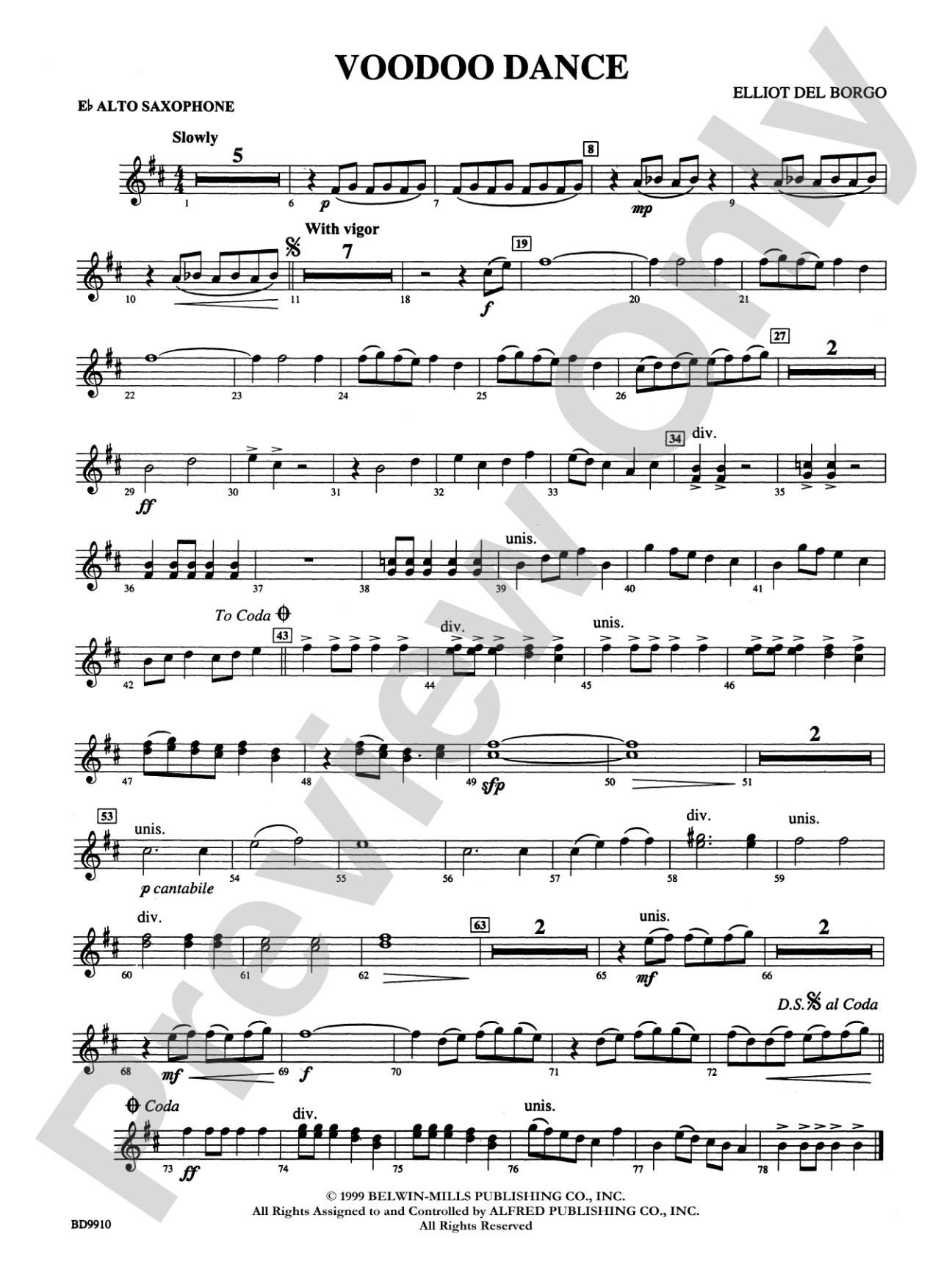 Voodoo Dance: E-flat Alto Saxophone