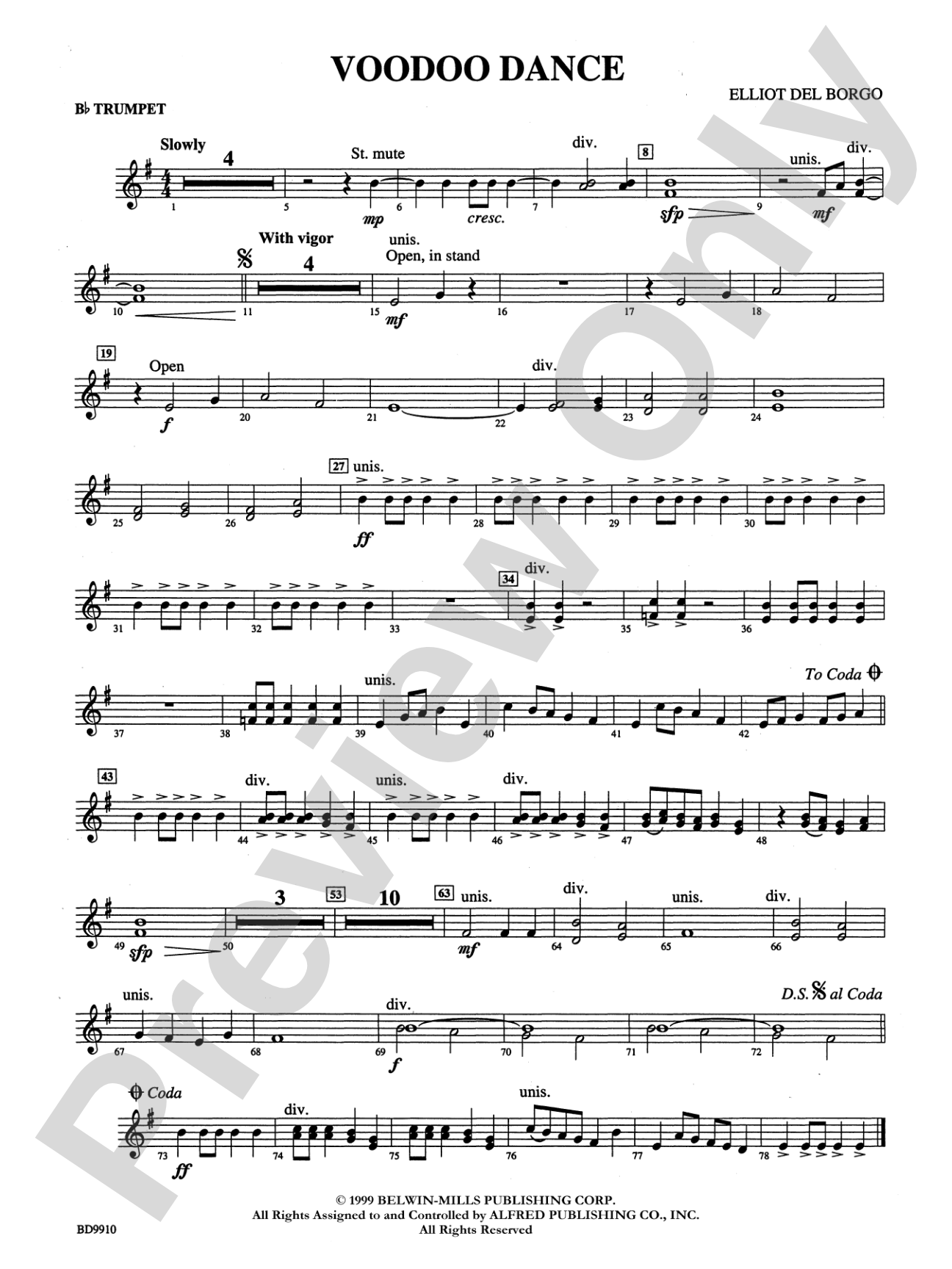 Voodoo Dance: 1st B-flat Trumpet