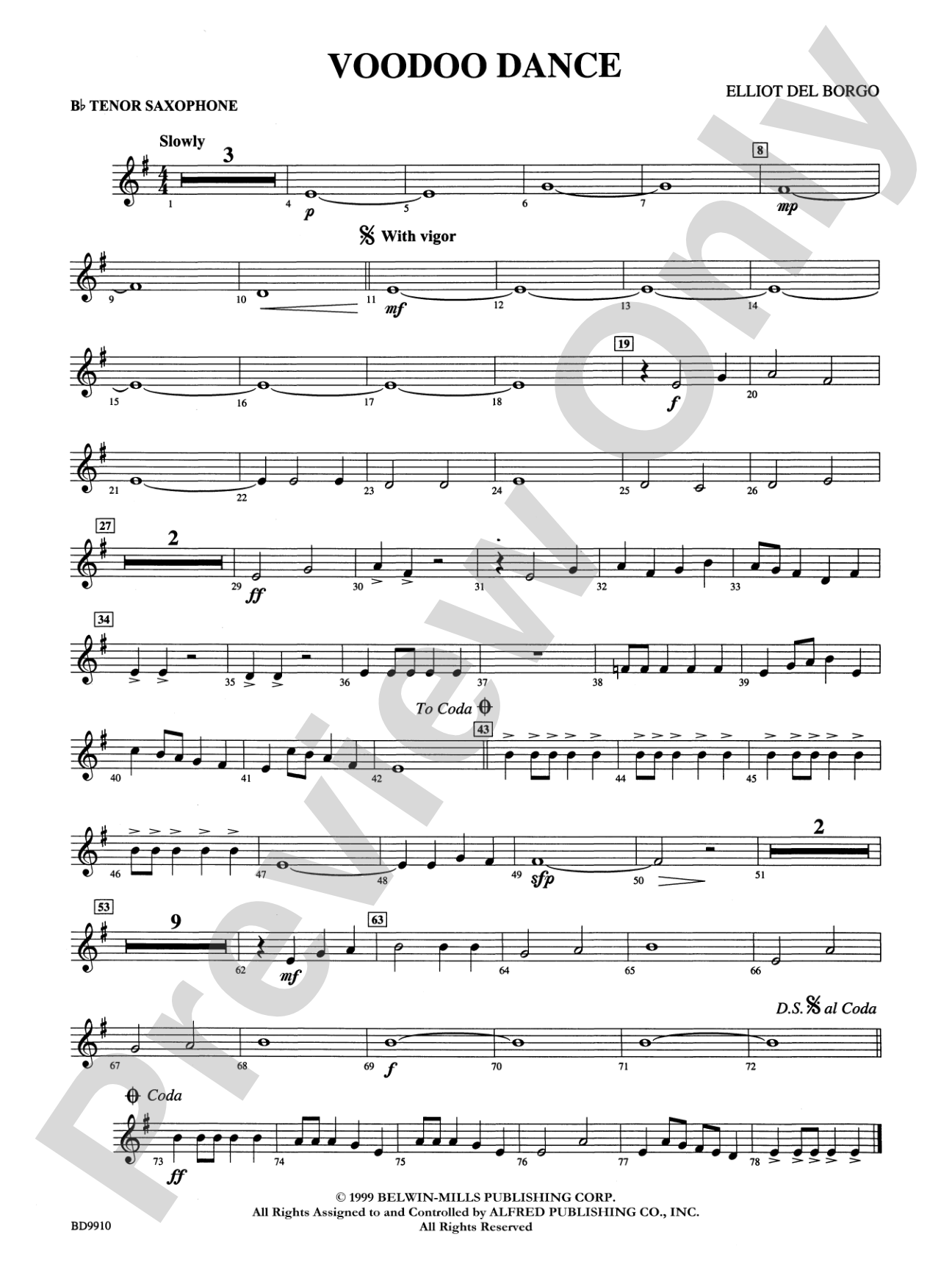 Voodoo Dance: B-flat Tenor Saxophone