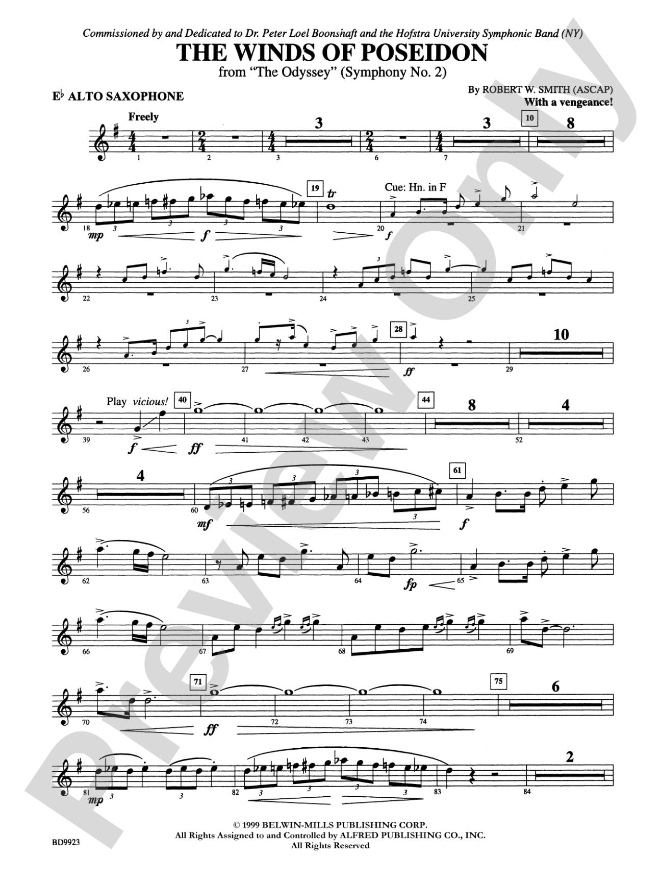 The Winds of Poseidon (from The Odyssey (Symphony No. 2)): E-flat Alto Saxophone