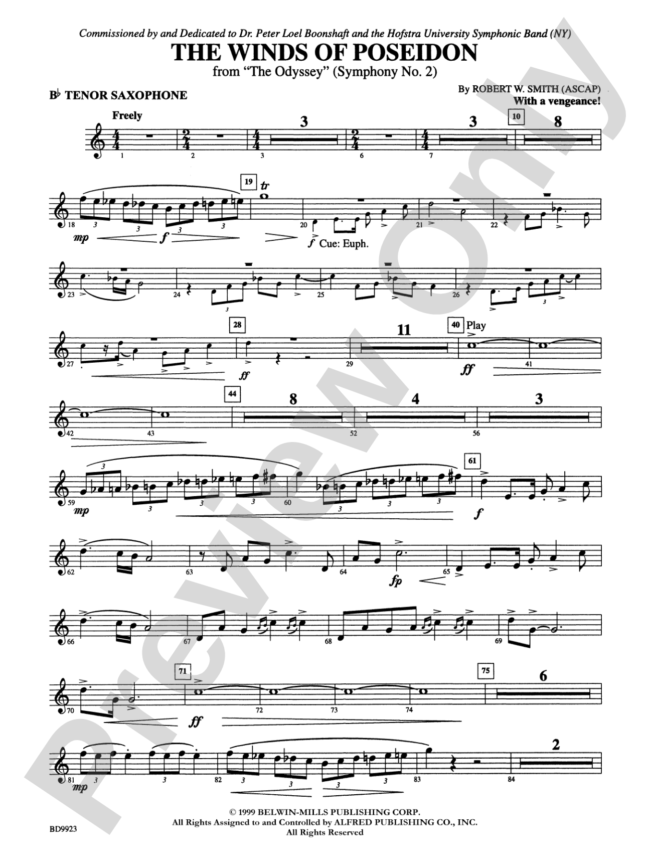 The Winds of Poseidon (from The Odyssey (Symphony No. 2)): B-flat Tenor Saxophone
