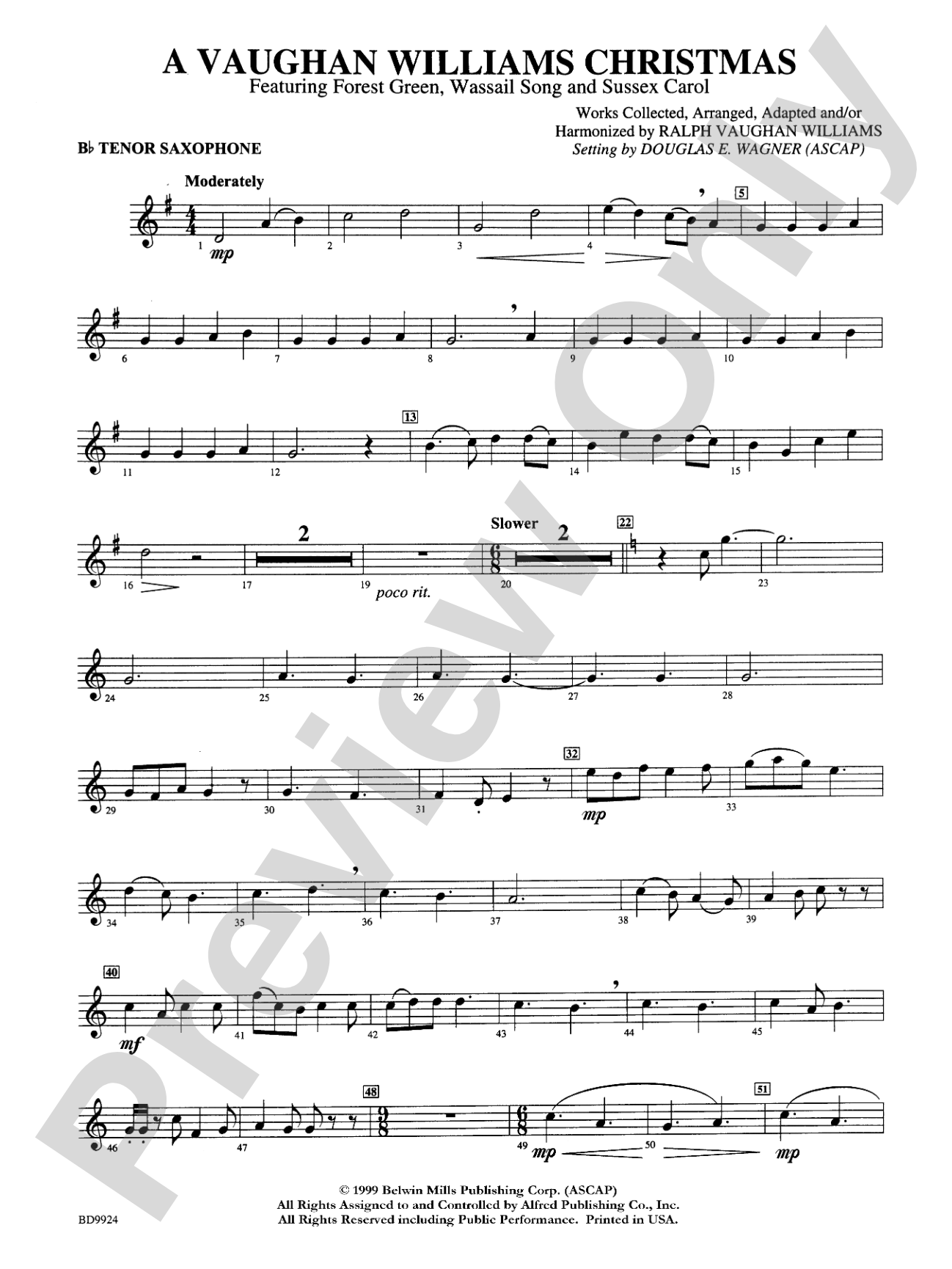 A Vaughan Williams Christmas: B-flat Tenor Saxophone