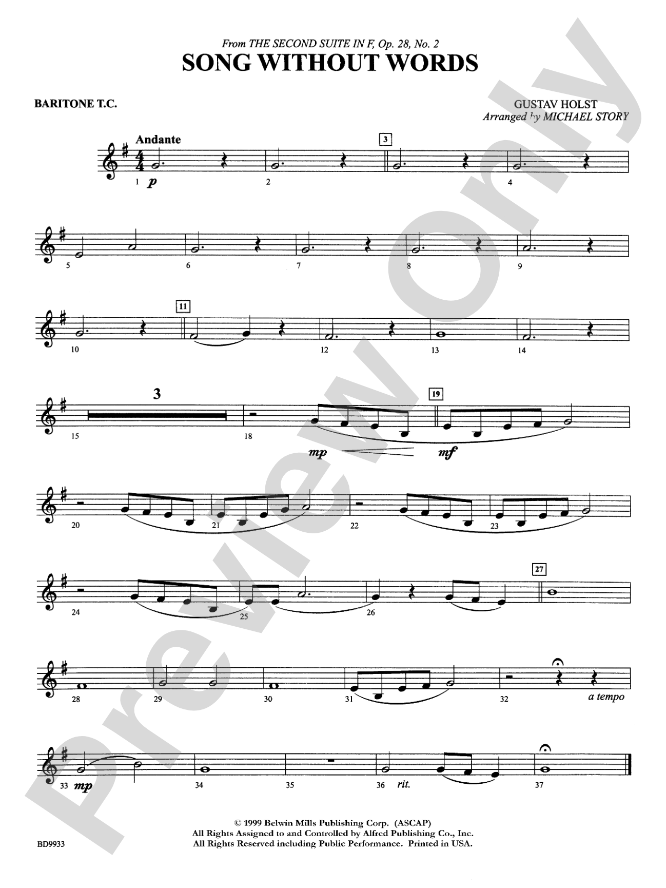 Song Without Words: Baritone T.C.