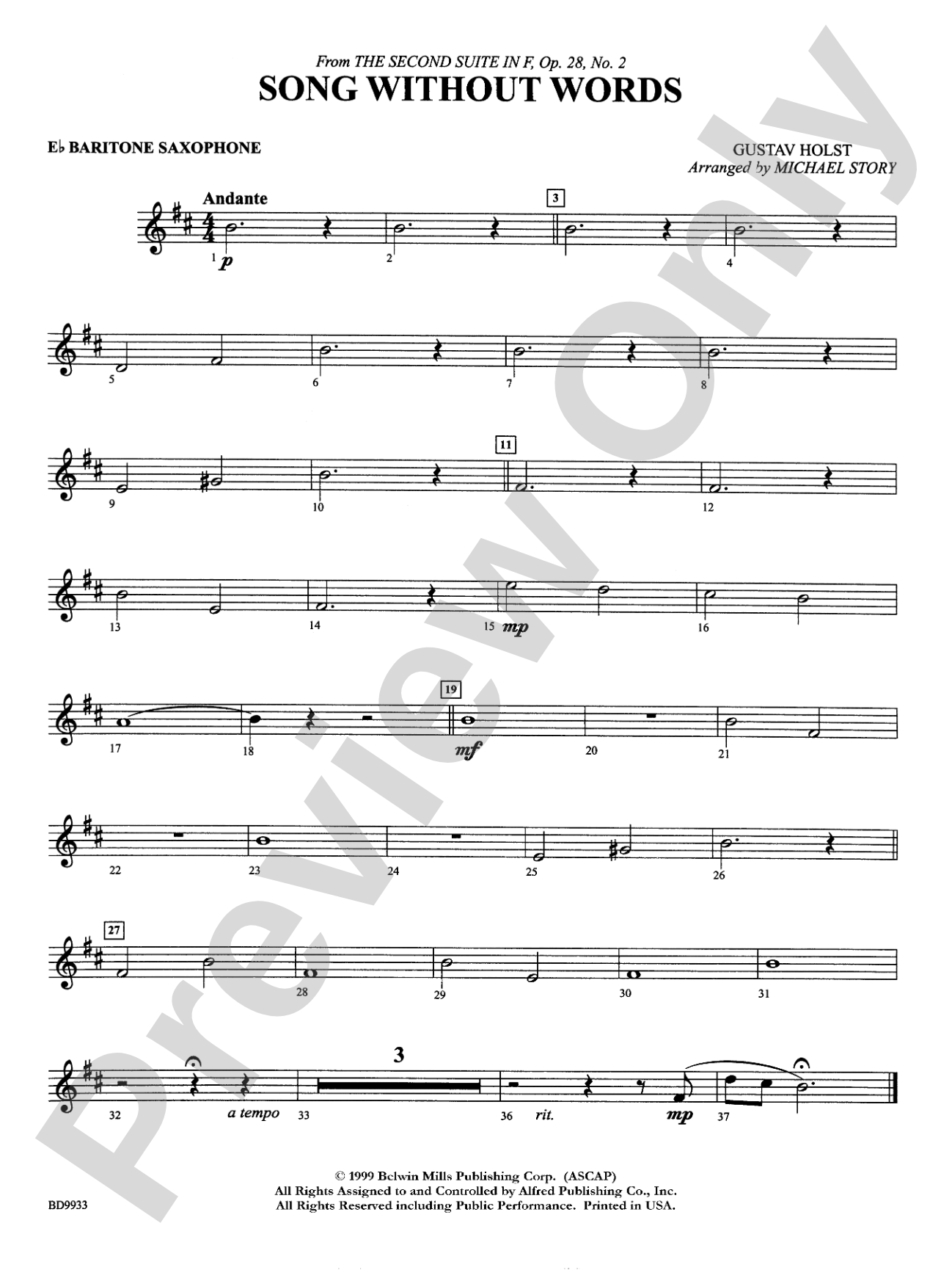 Song Without Words: E-flat Baritone Saxophone