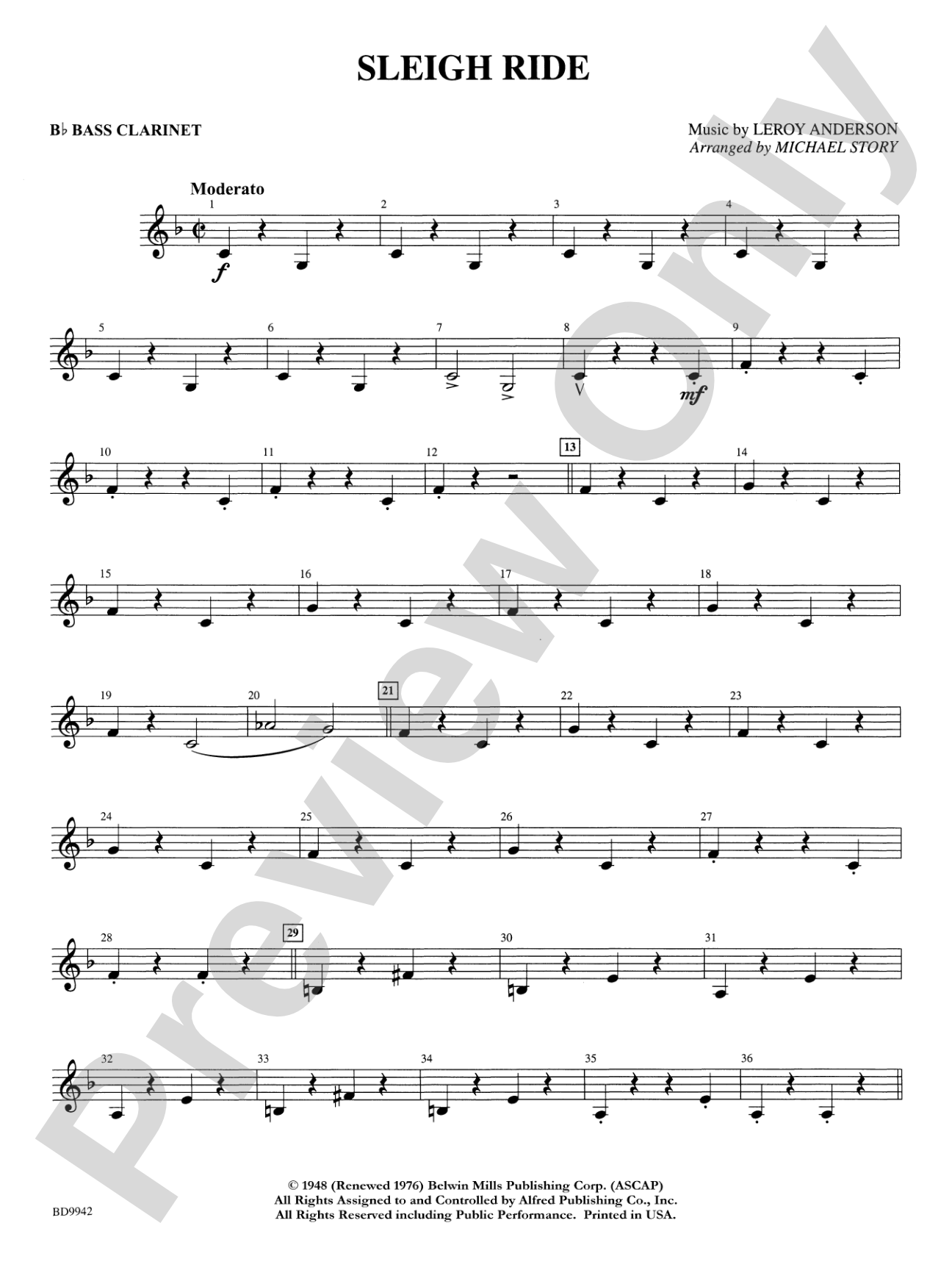 Sleigh Ride: B-flat Bass Clarinet