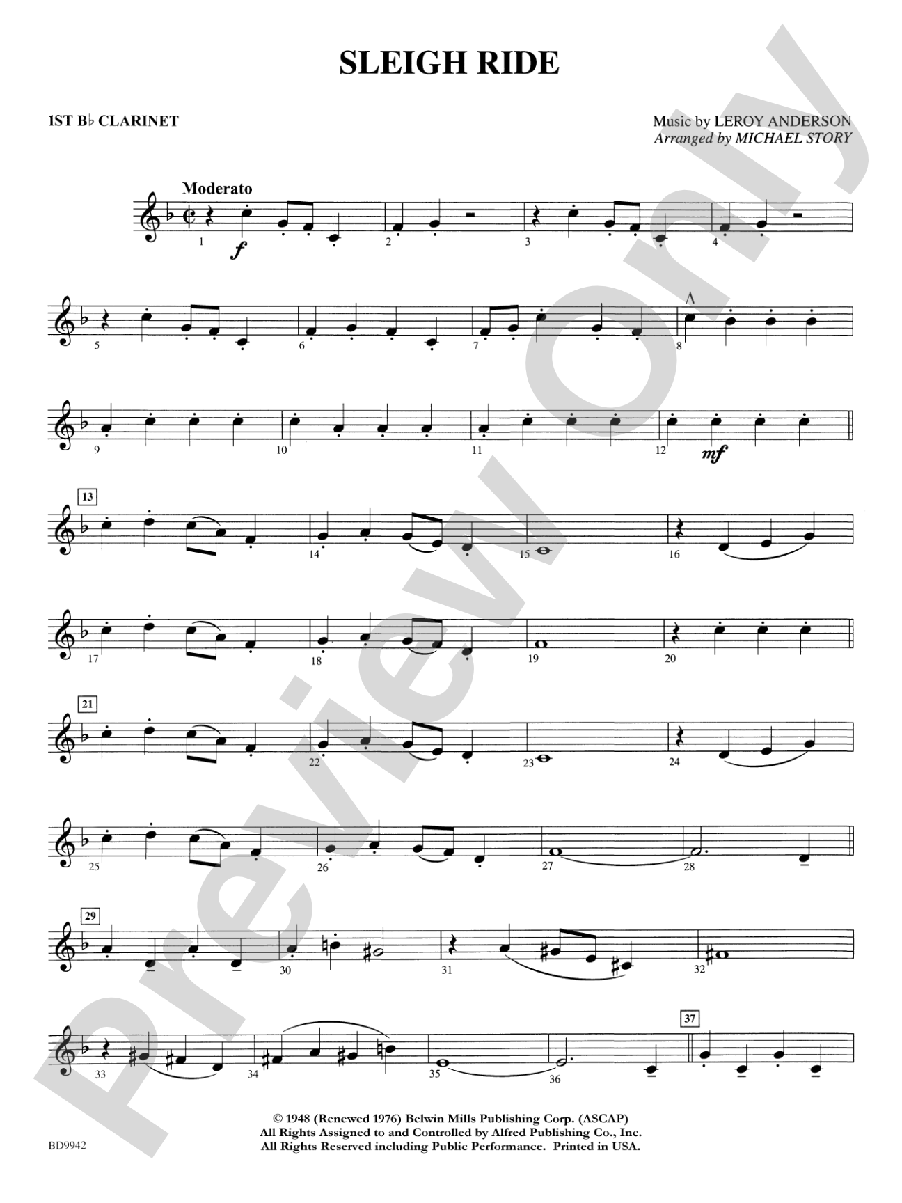 Sleigh Ride: 1st B-flat Clarinet