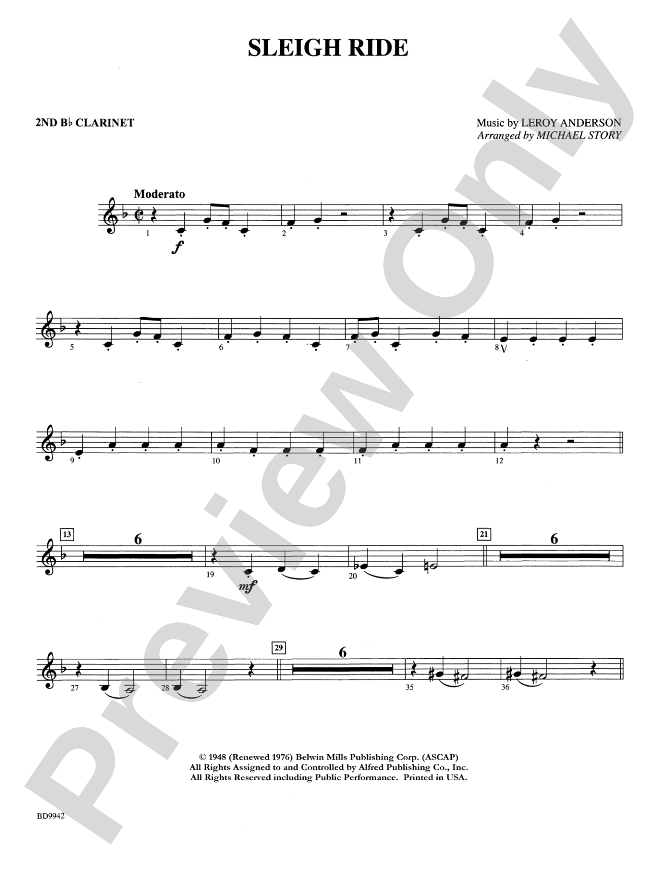 Sleigh Ride: 2nd B-flat Clarinet