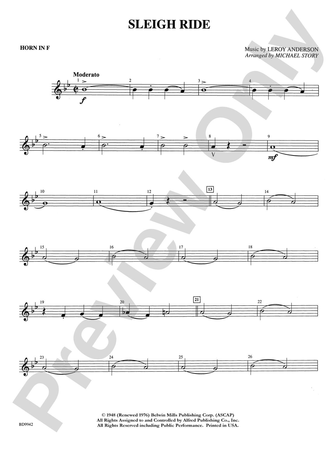 Sleigh Ride: 1st F Horn