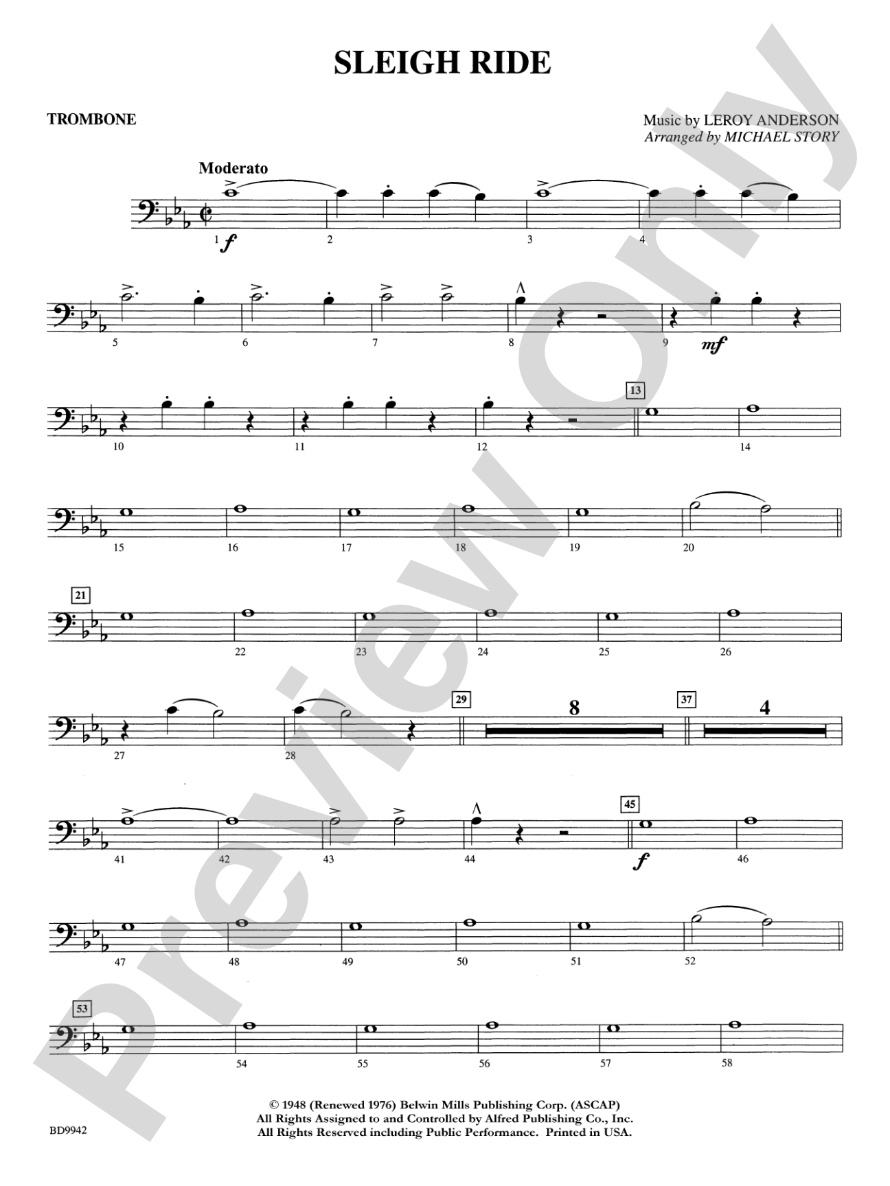 Sleigh Ride: 1st Trombone