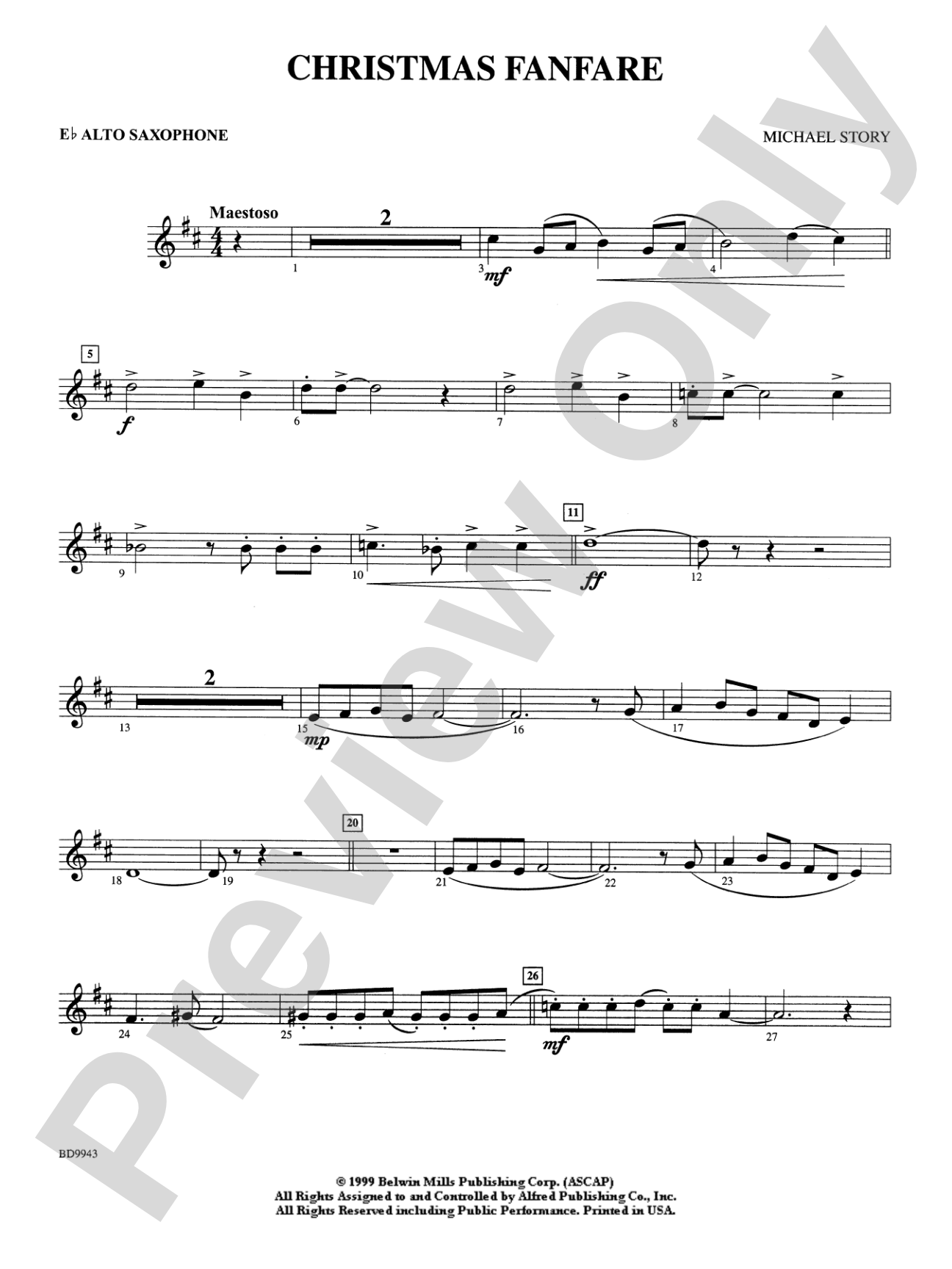 Christmas Fanfare: E-flat Alto Saxophone