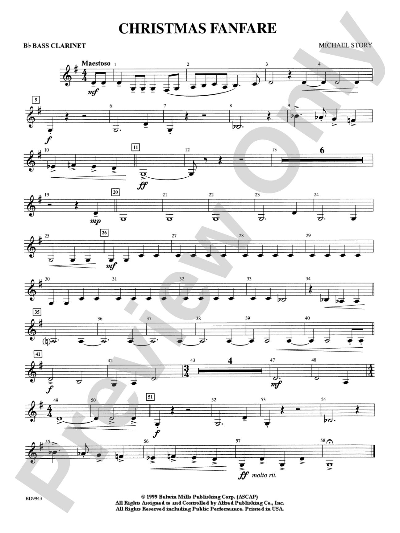 Christmas Fanfare: B-flat Bass Clarinet