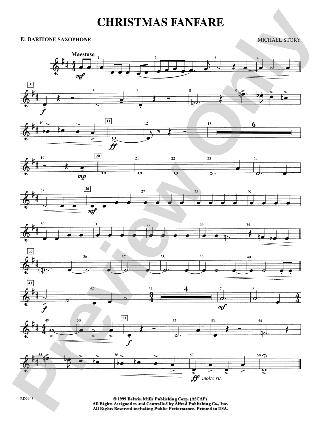 Christmas Fanfare: E-flat Baritone Saxophone