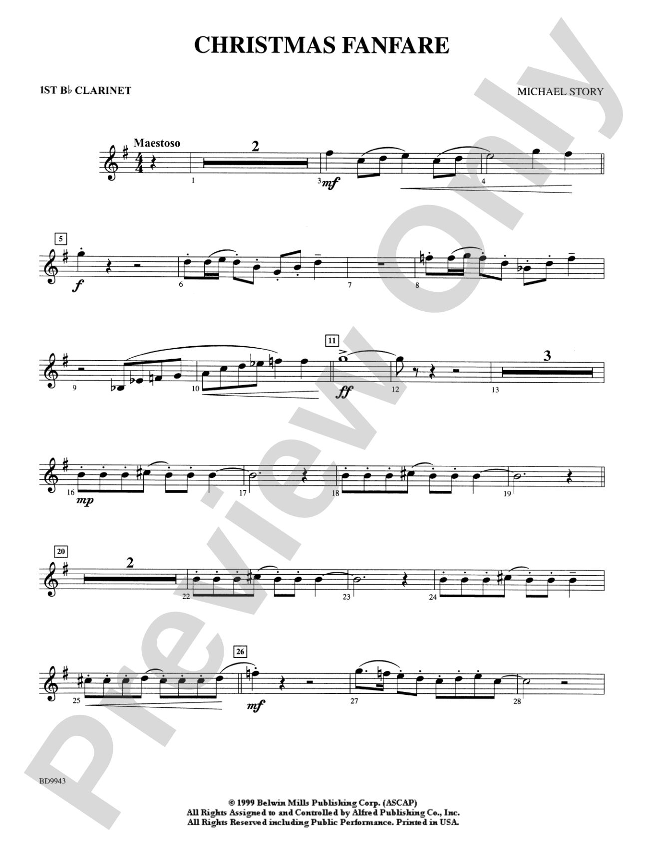 Christmas Fanfare: 1st B-flat Clarinet
