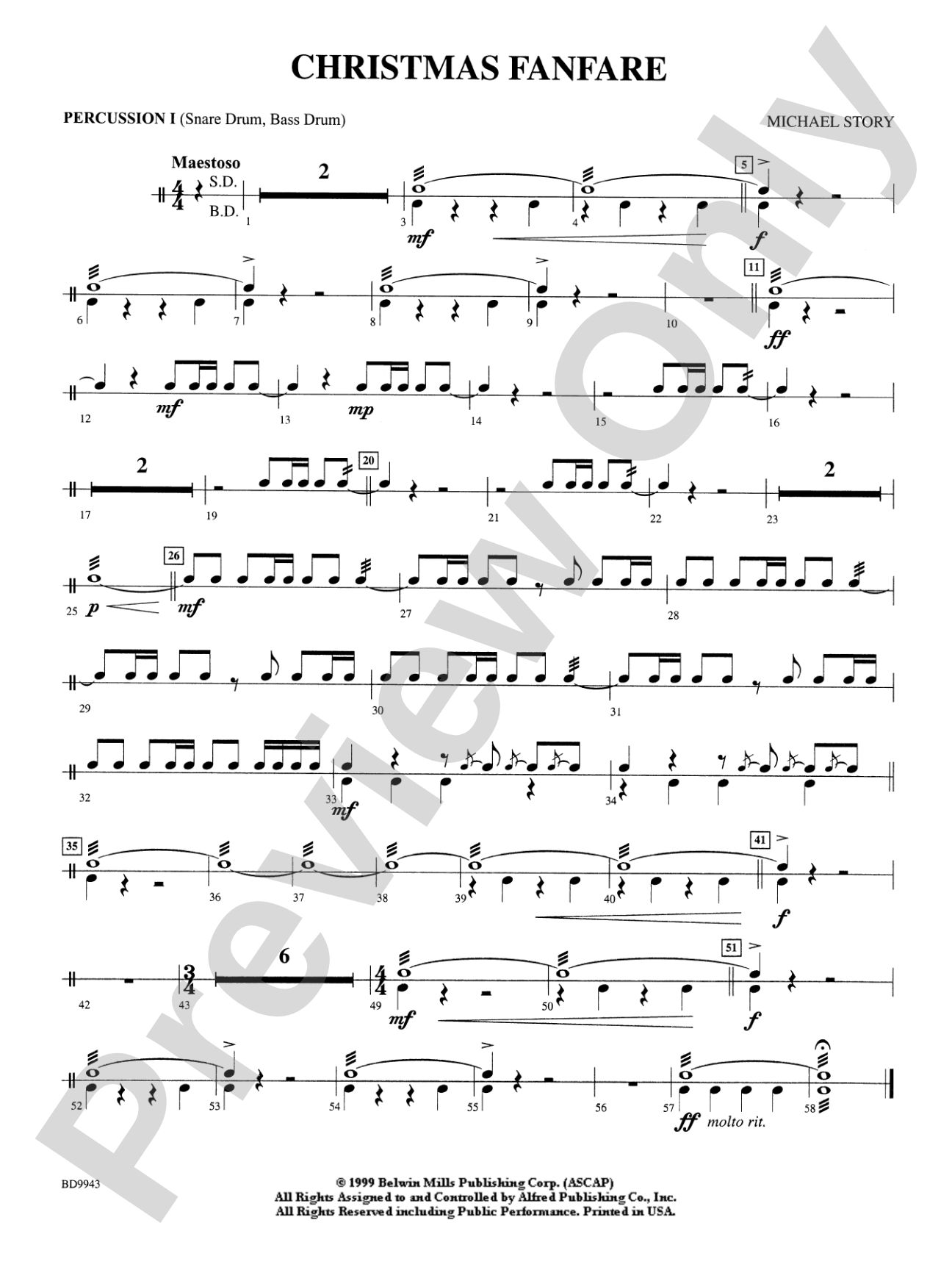 Christmas Fanfare: 1st Percussion
