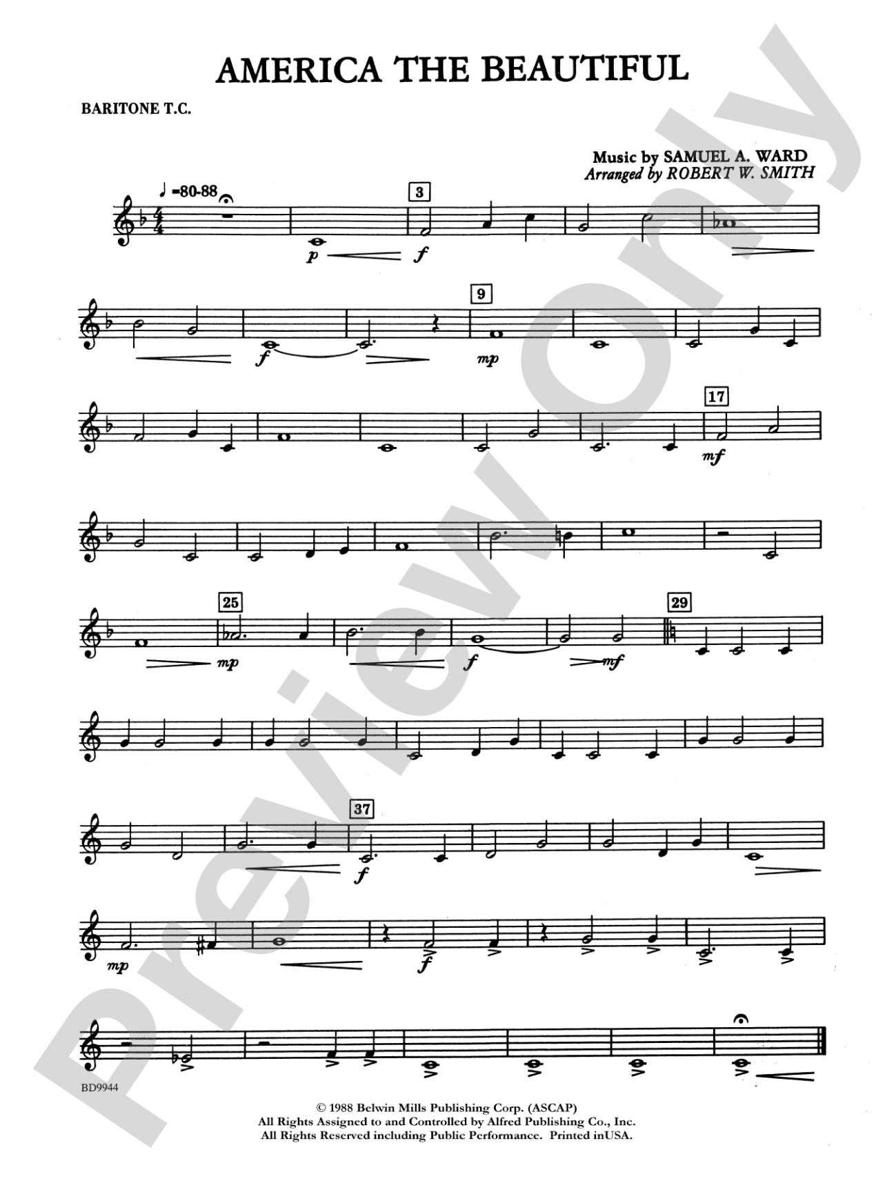 America the Beautiful: Baritone T.C.