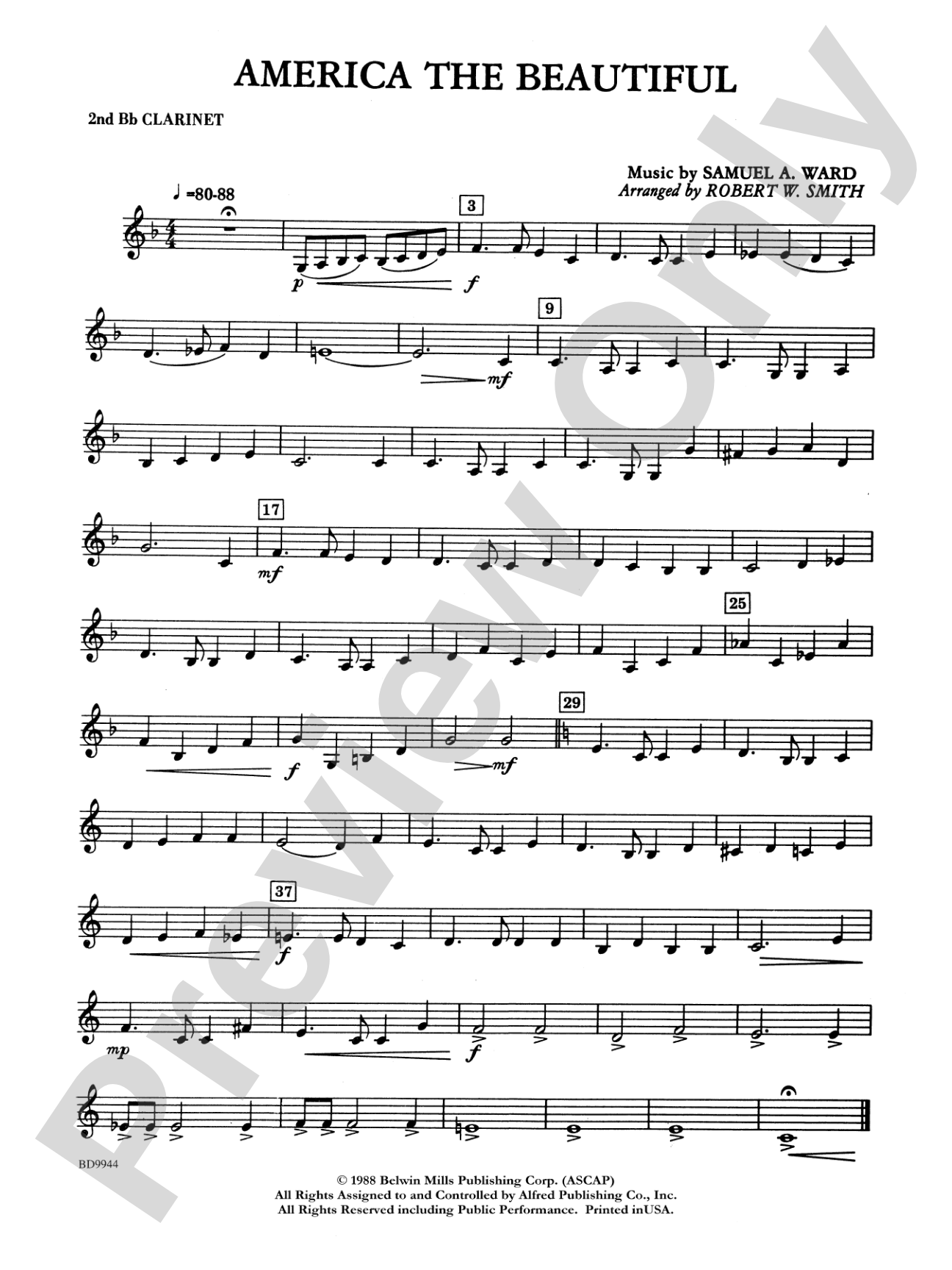 America the Beautiful: 2nd B-flat Clarinet