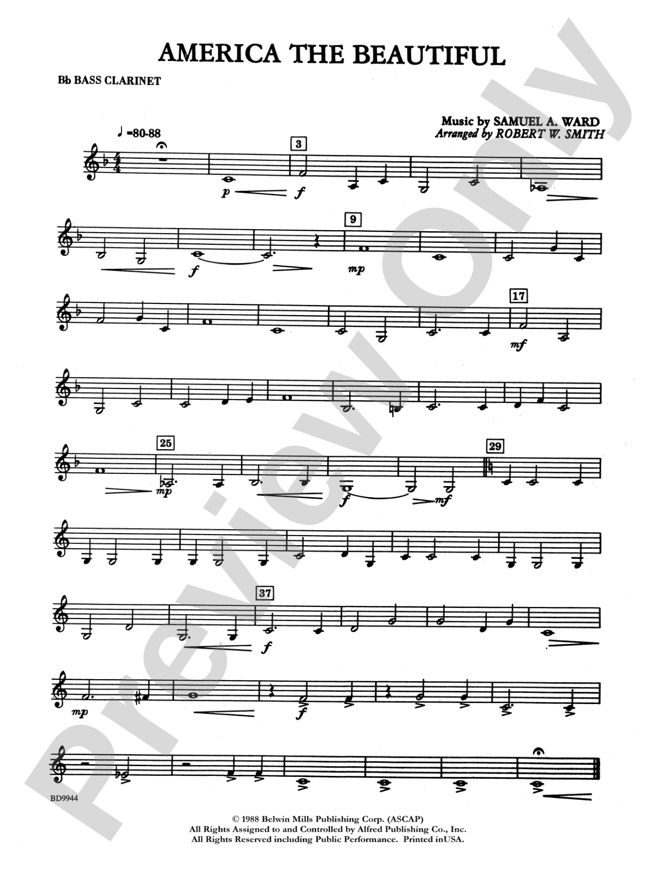 America the Beautiful: B-flat Bass Clarinet