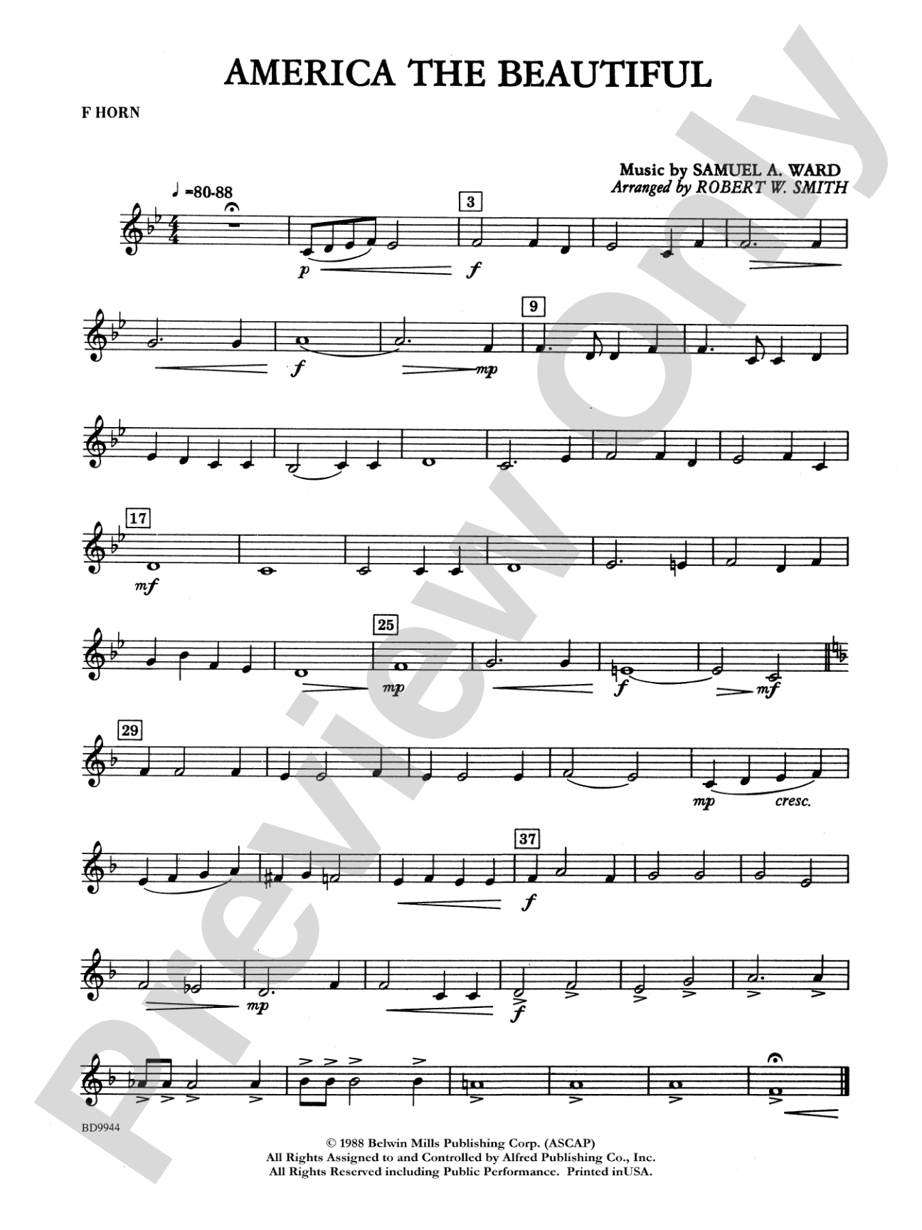 America the Beautiful: 1st F Horn