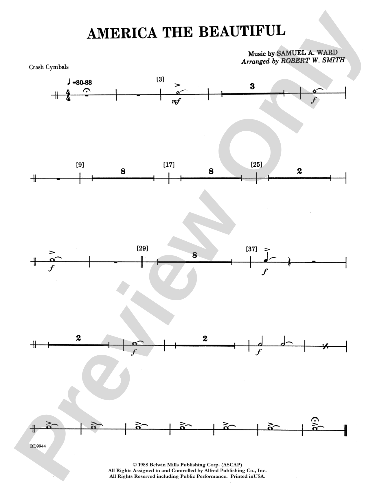 America the Beautiful: 1st Percussion