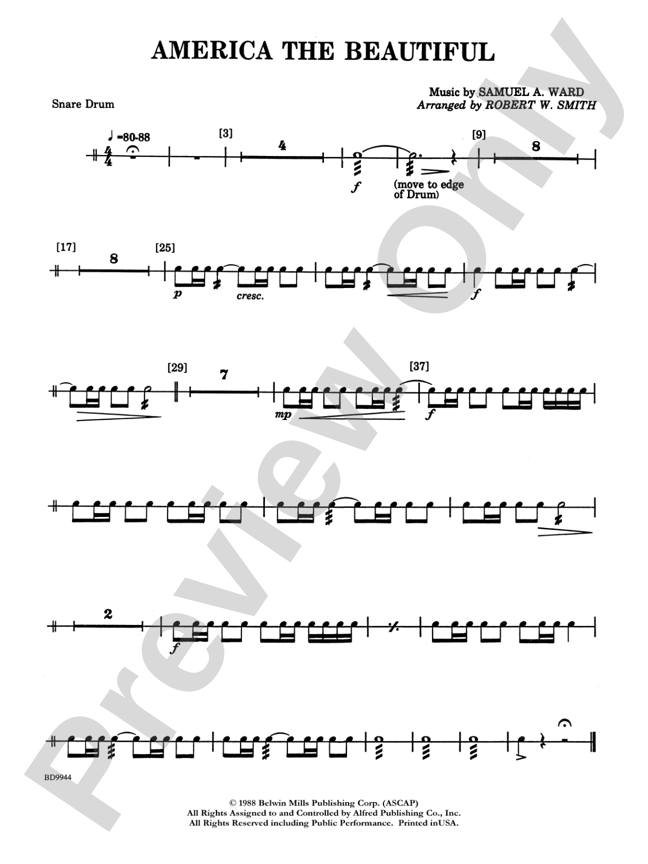 America the Beautiful: Snare Drum