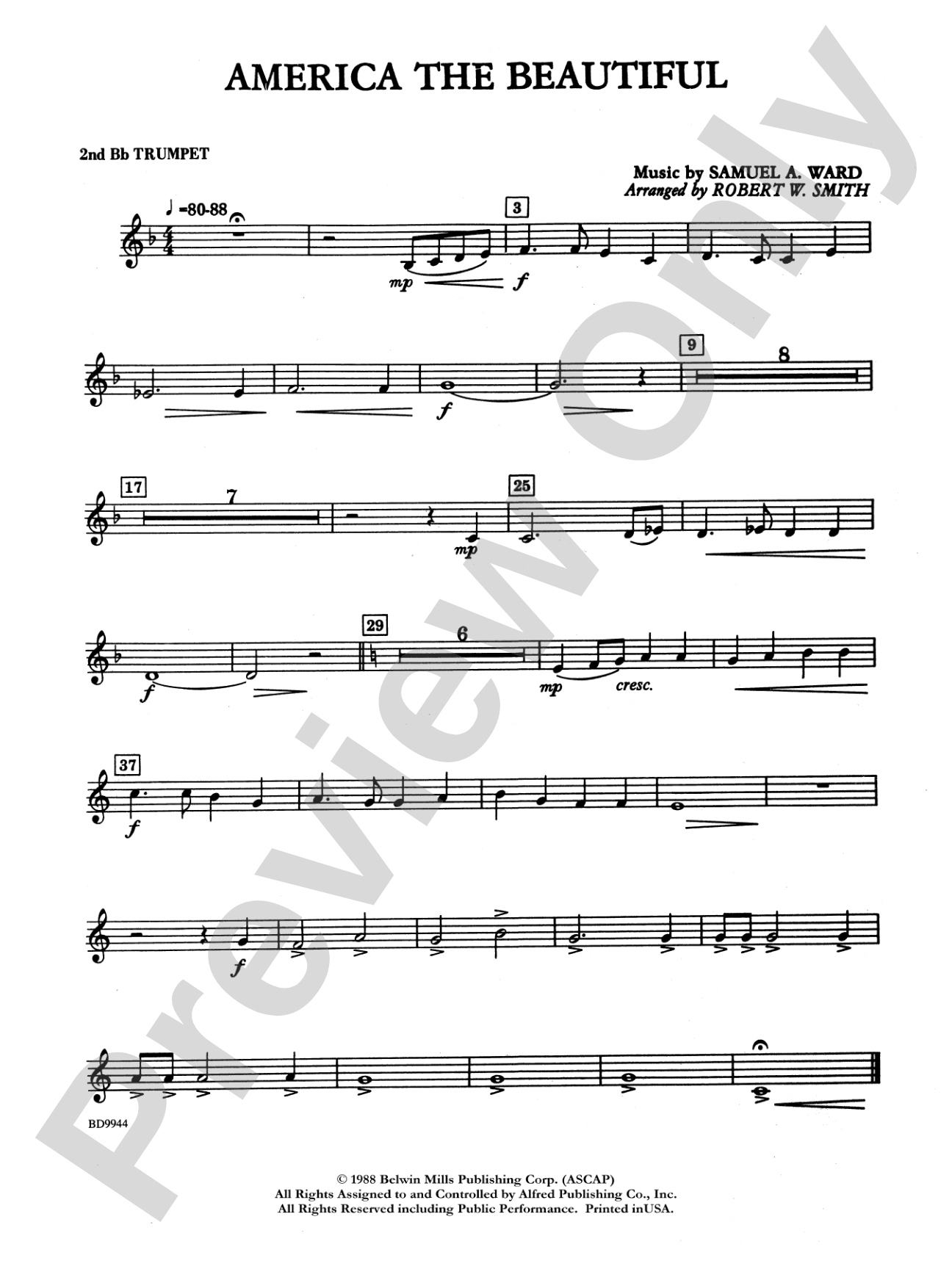 America the Beautiful: 2nd B-flat Trumpet