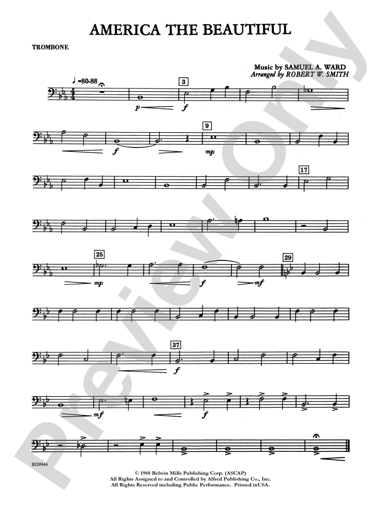 America the Beautiful: 1st Trombone