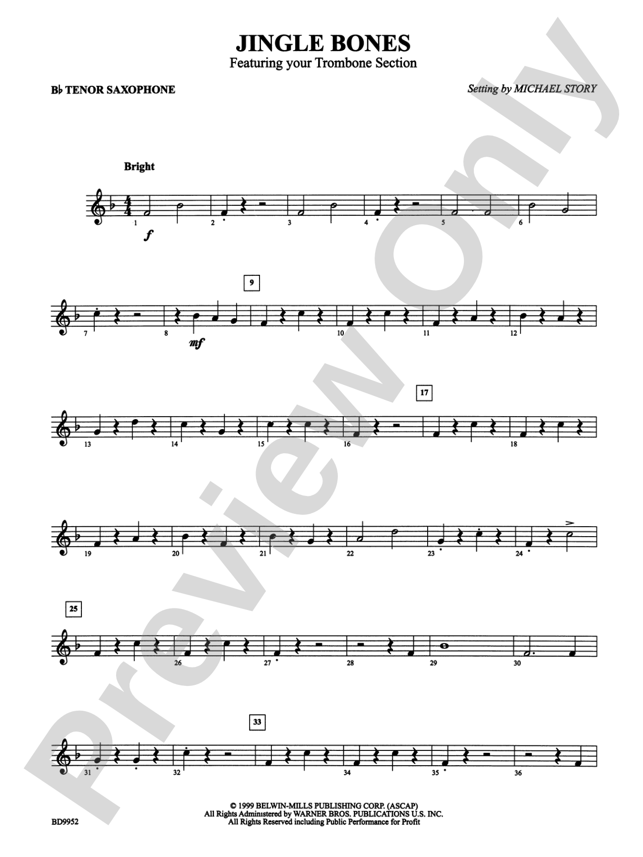 Jingle Bones: B-flat Tenor Saxophone