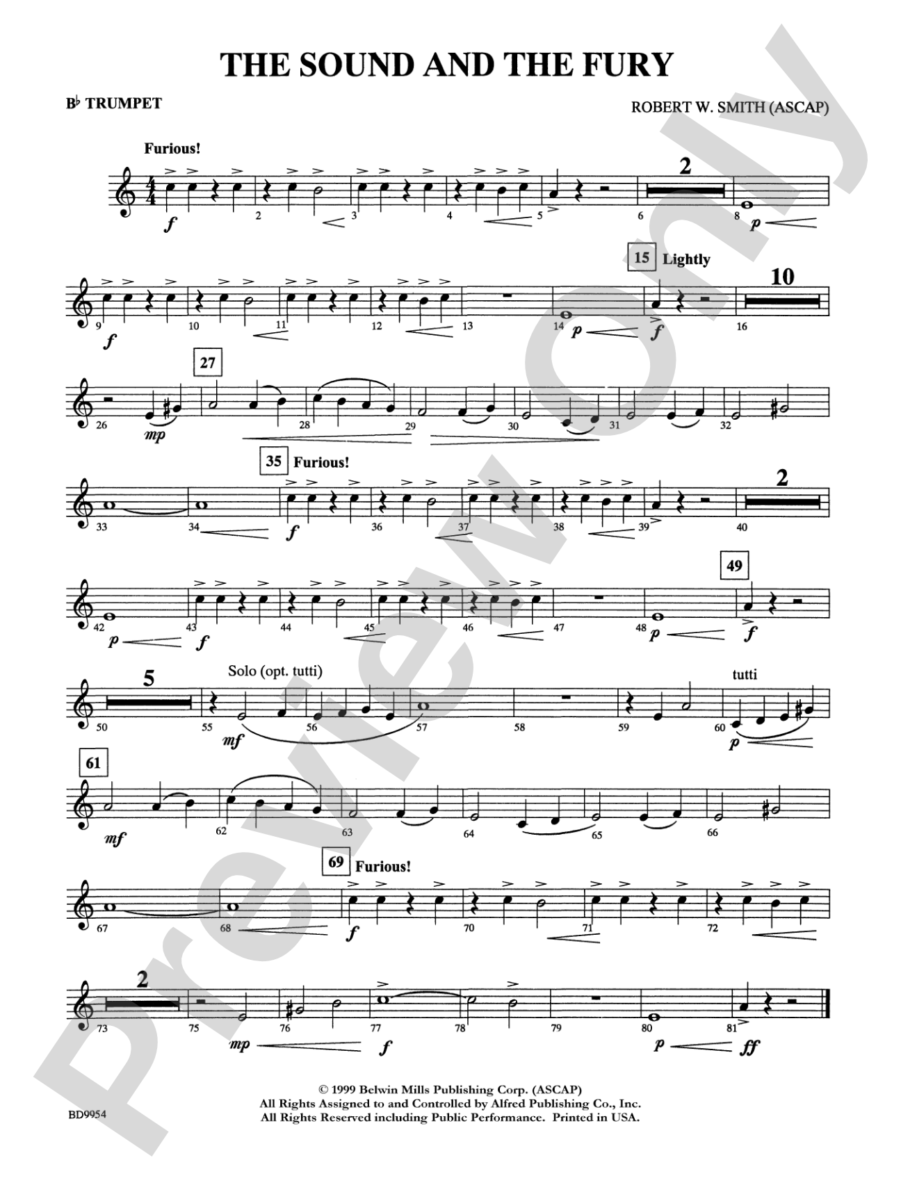 The Sound and the Fury: 1st B-flat Trumpet