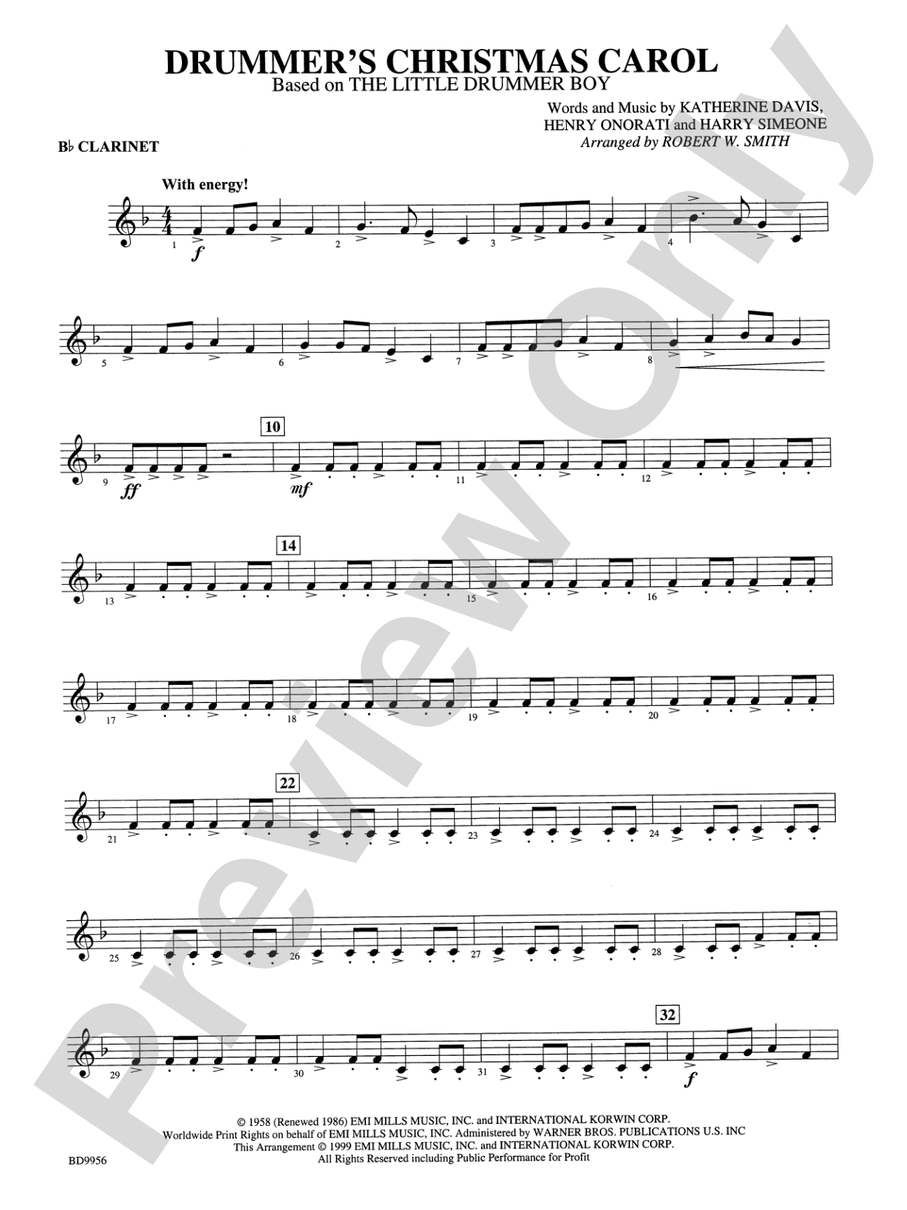 Drummer's Christmas Carol: 1st B-flat Clarinet