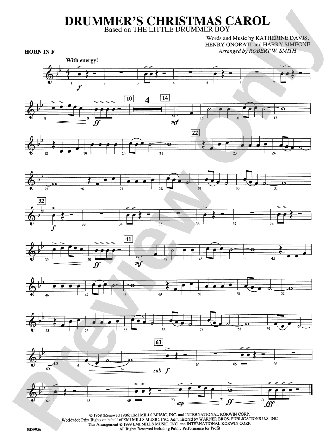 Drummer's Christmas Carol: 1st F Horn