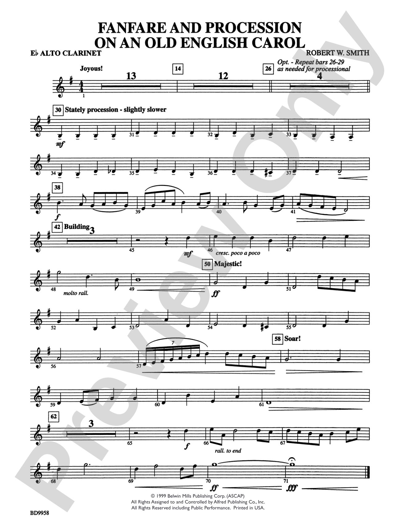 Fanfare and Processional on an Old English Carol: E-flat Alto Clarinet