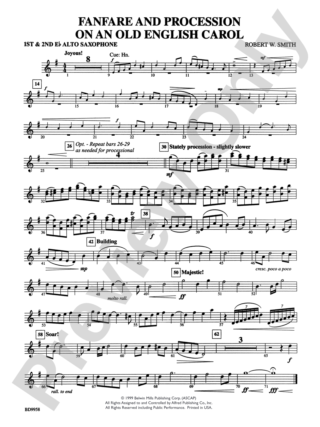 Fanfare and Processional on an Old English Carol: E-flat Alto Saxophone