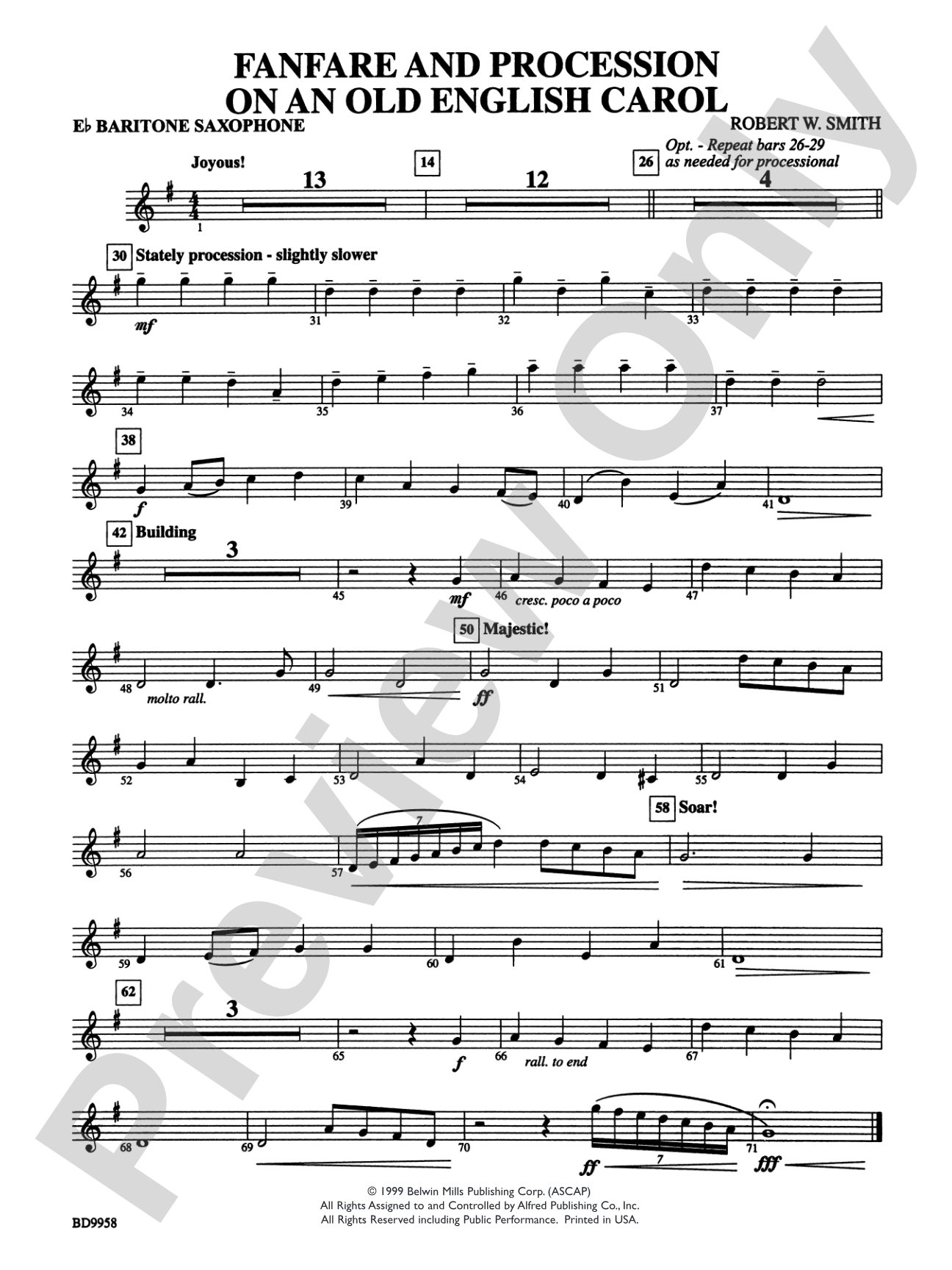 Fanfare and Processional on an Old English Carol: E-flat Baritone Saxophone